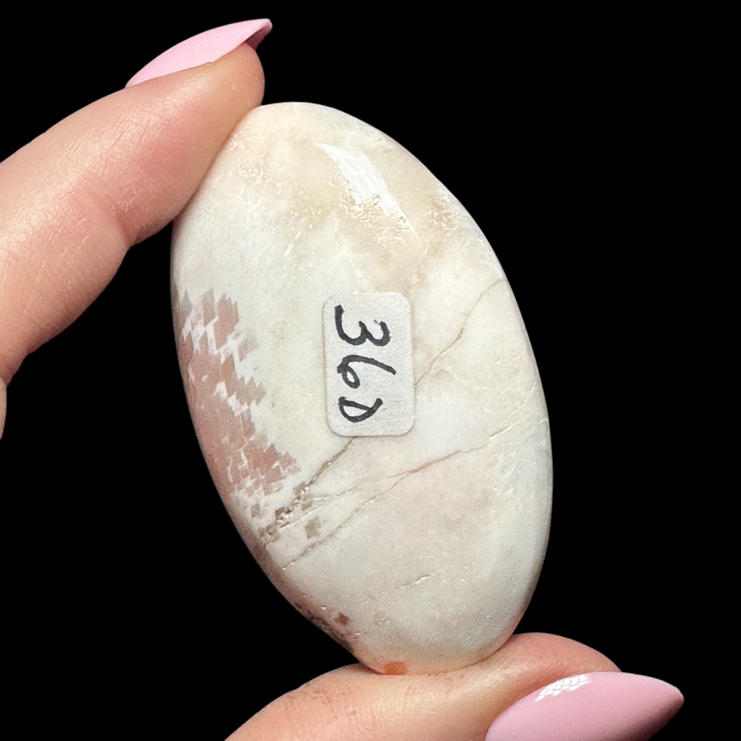 Peach Scolecite Palm Stone