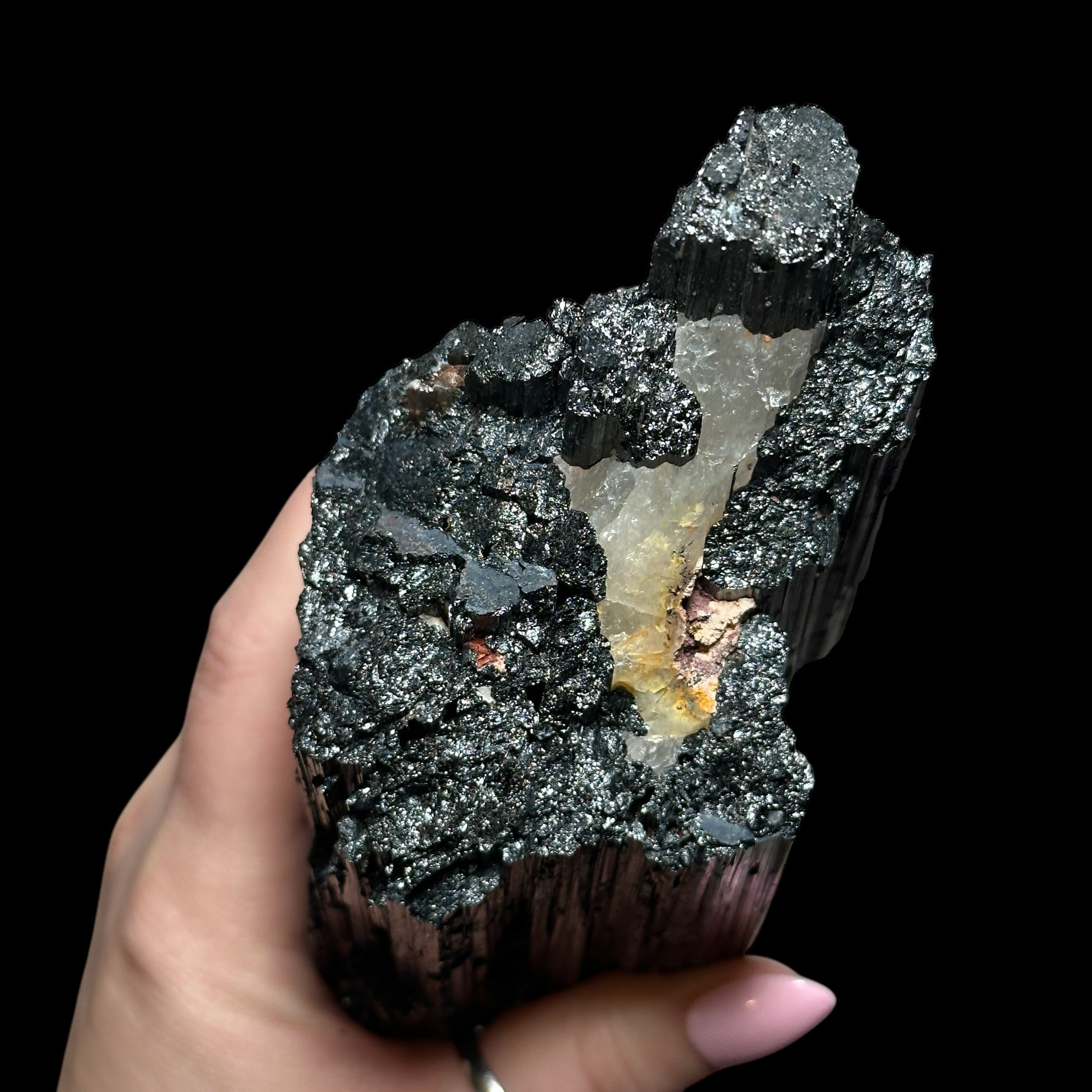 XL Black Tourmaline with Quartz Vein & Mica