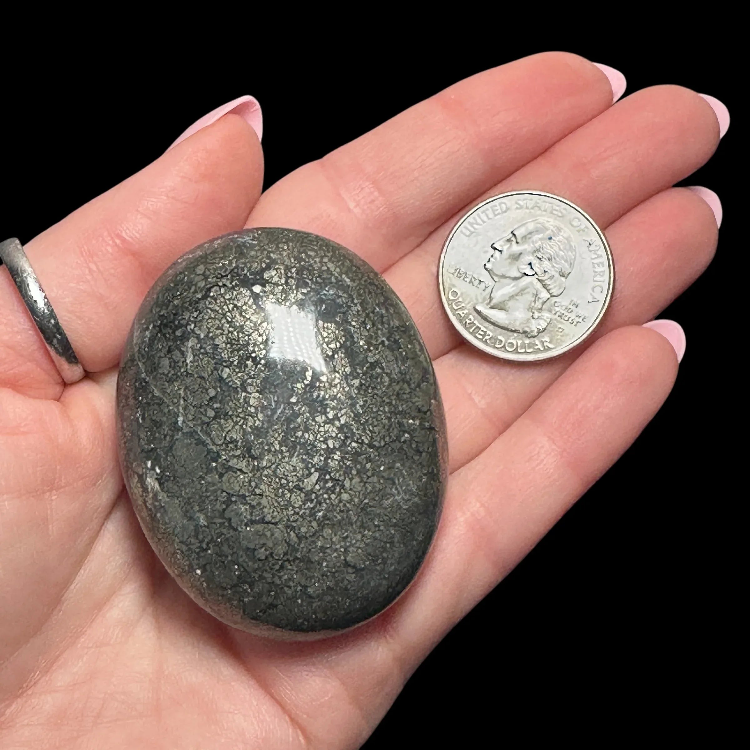 Pyrite Flower Agate Palm Stone | Stock H - Mooncat Crystals