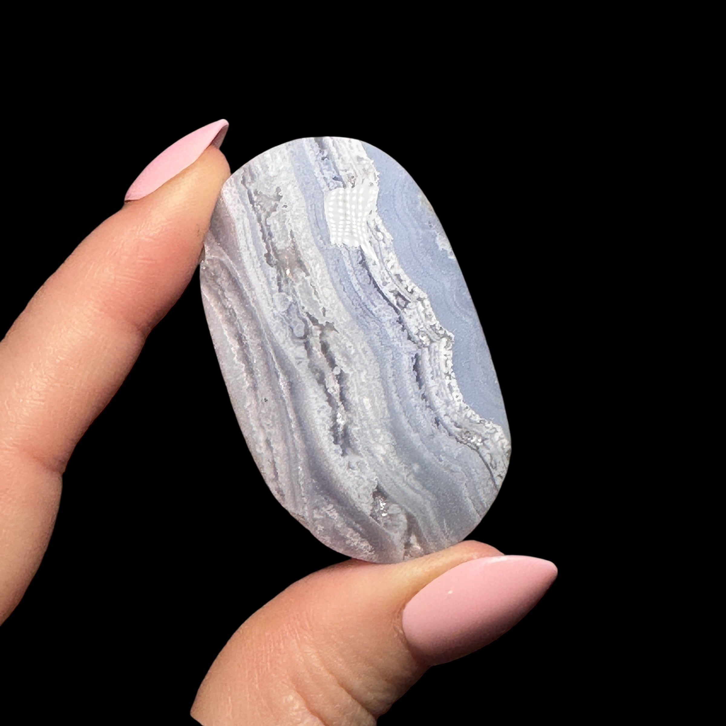 Blue Lace Agate Palm Stone