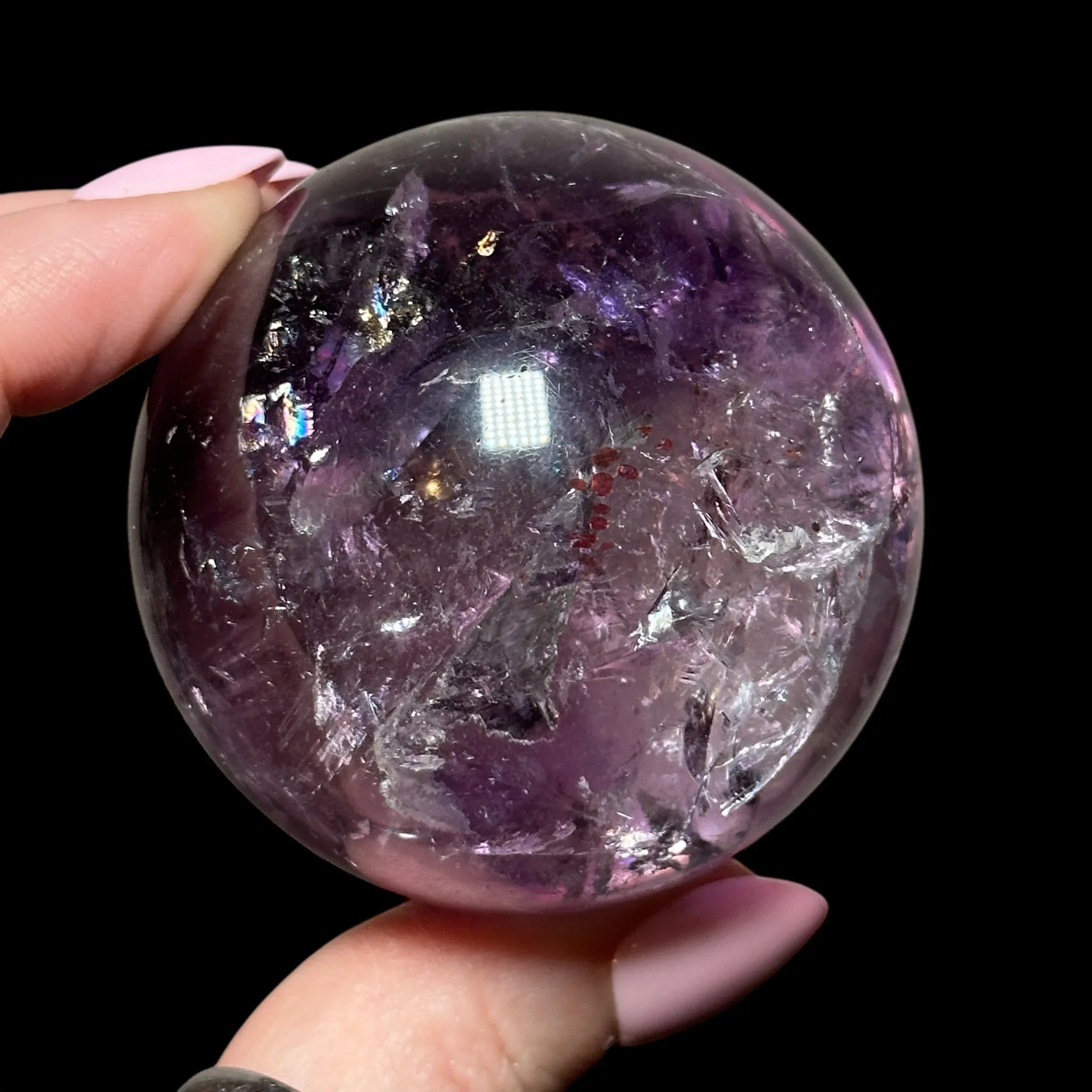 Phantom Amethyst Sphere with Lepidochrosite