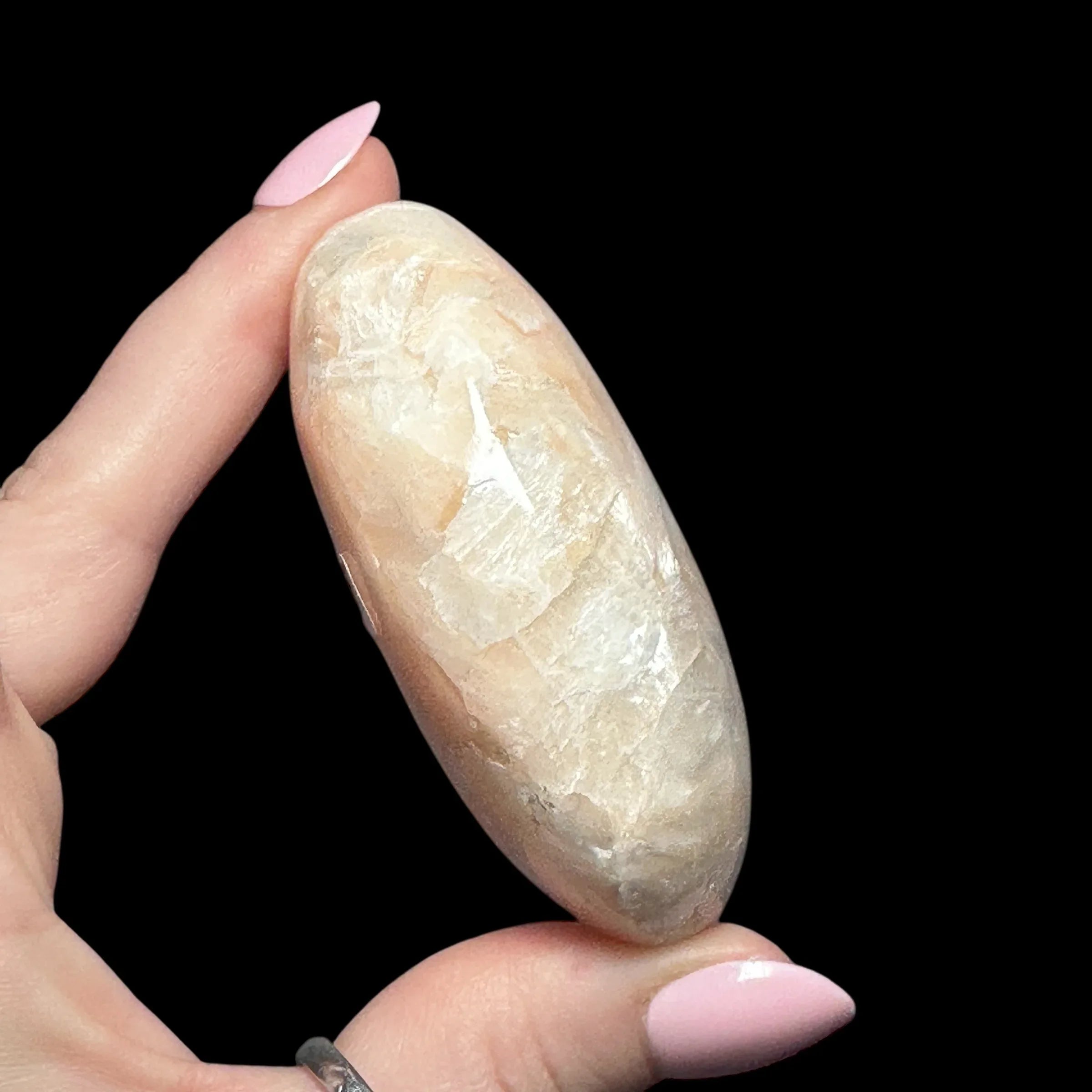 Peach Stilbite Palm Stone - Mooncat Crystals