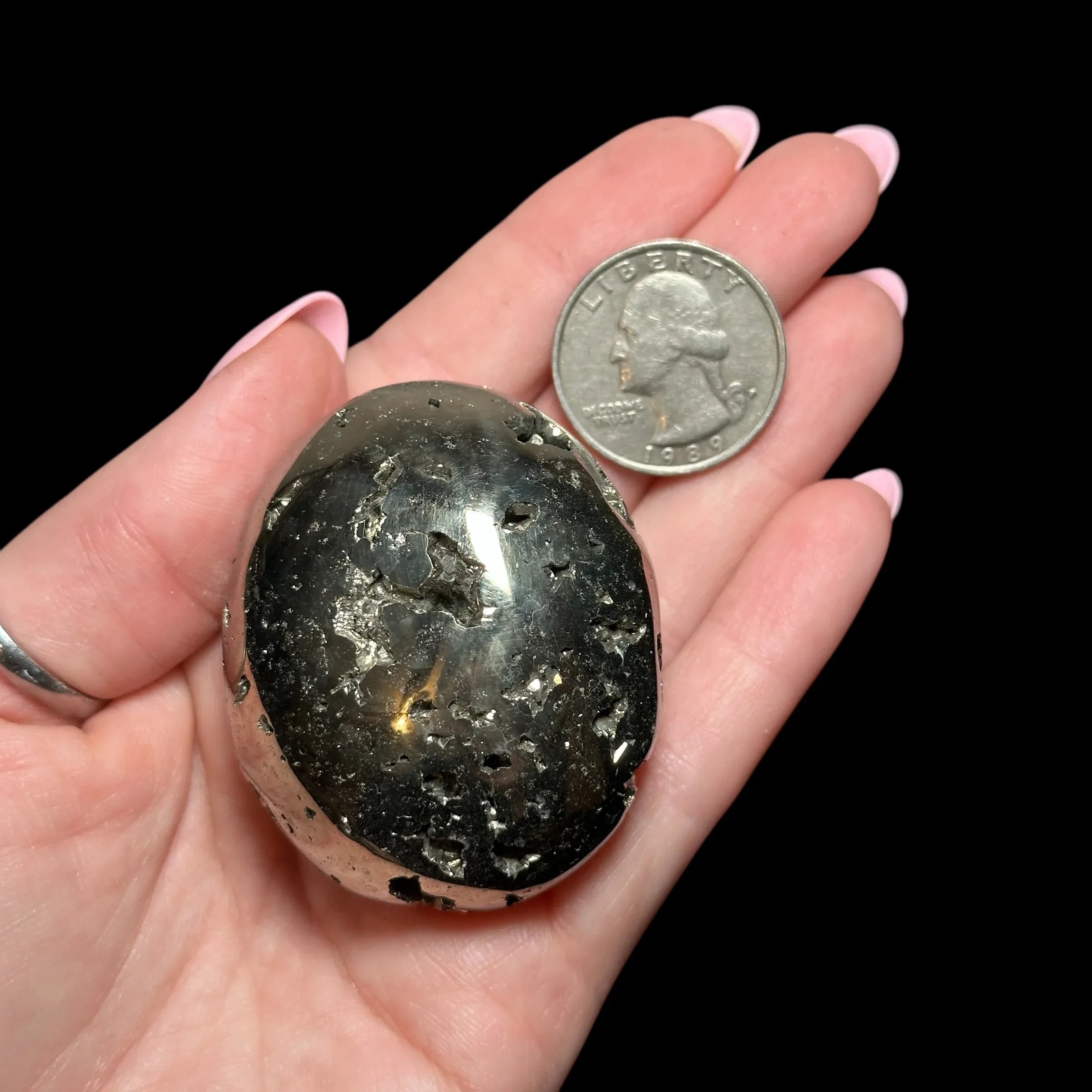 Pyrite Palm Stone | Stock A - Mooncat Crystals