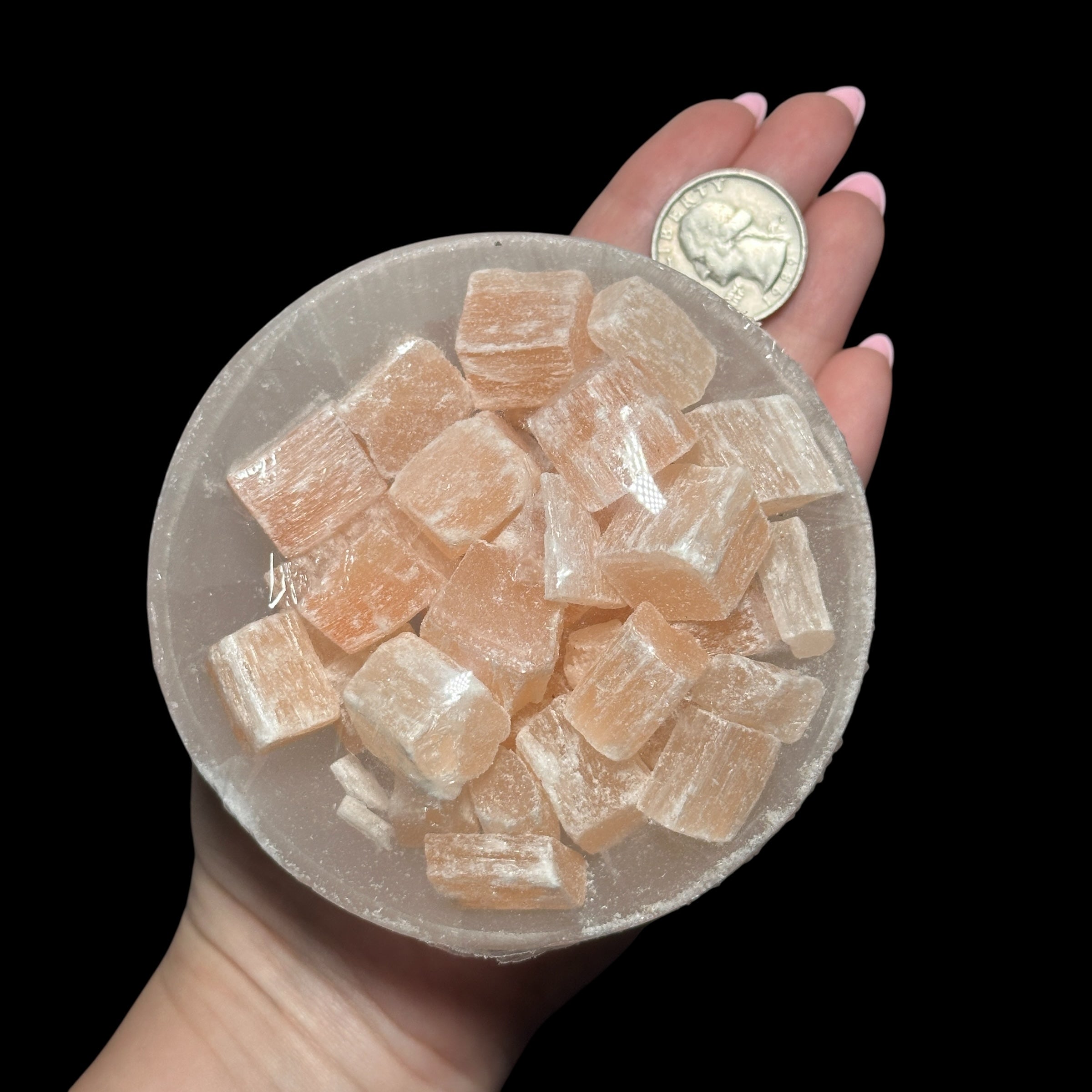 Selenite Bowl with Raw Orange Selenite for Cleansing