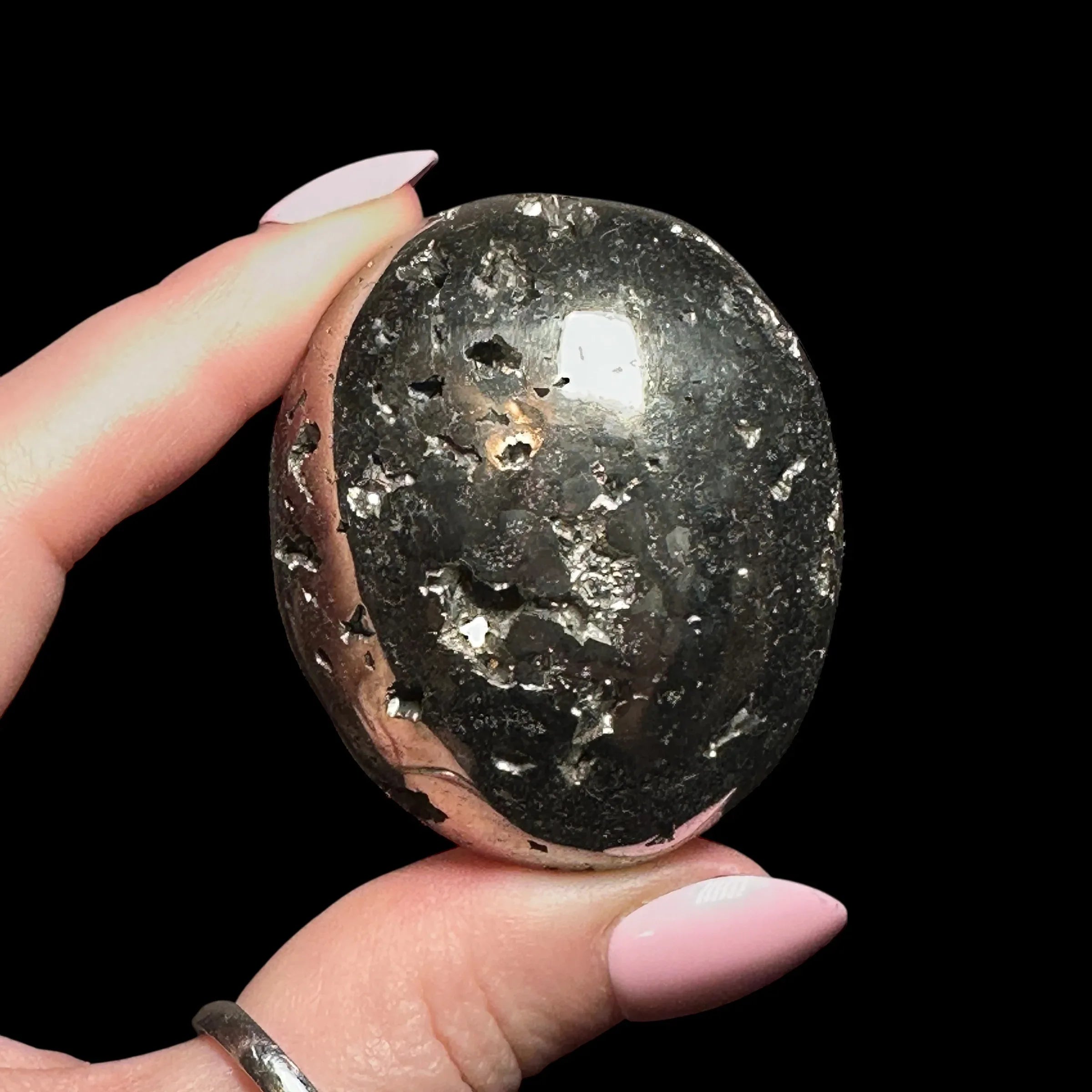 Pyrite Palm Stone | Stock A - Mooncat Crystals