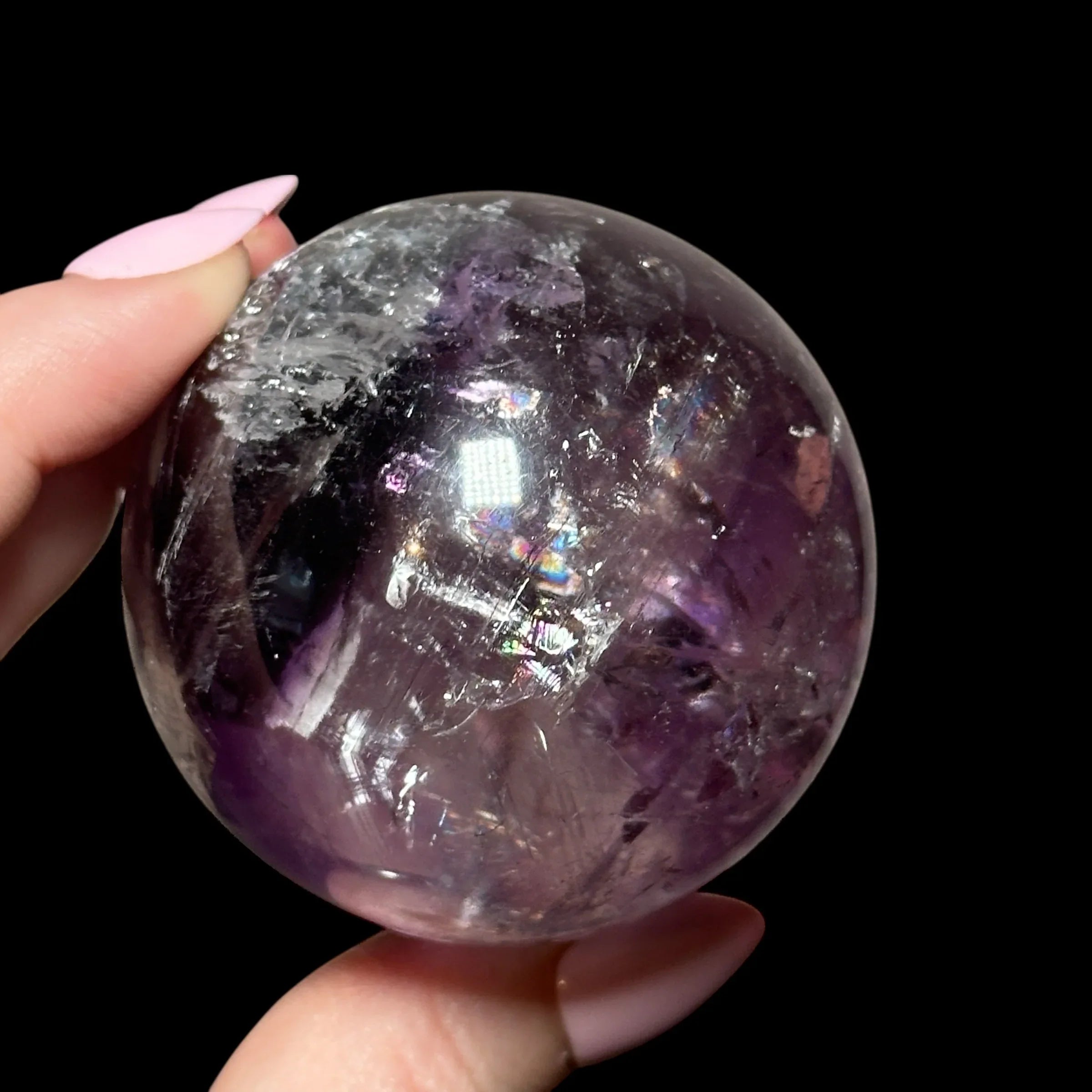 Phantom Amethyst Sphere with Lepidochrosite - Mooncat Crystals