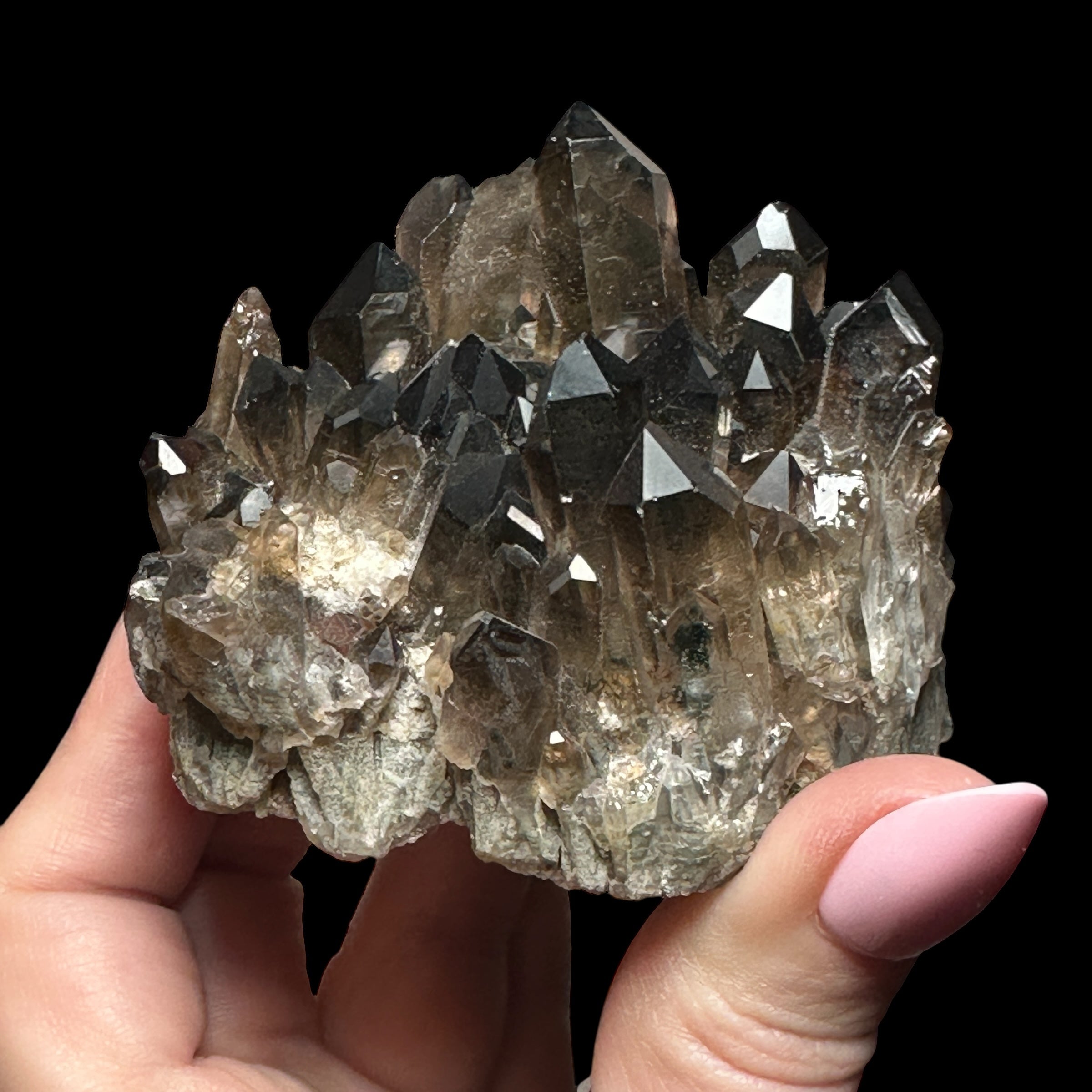 Dark Smoky Quartz Cluster