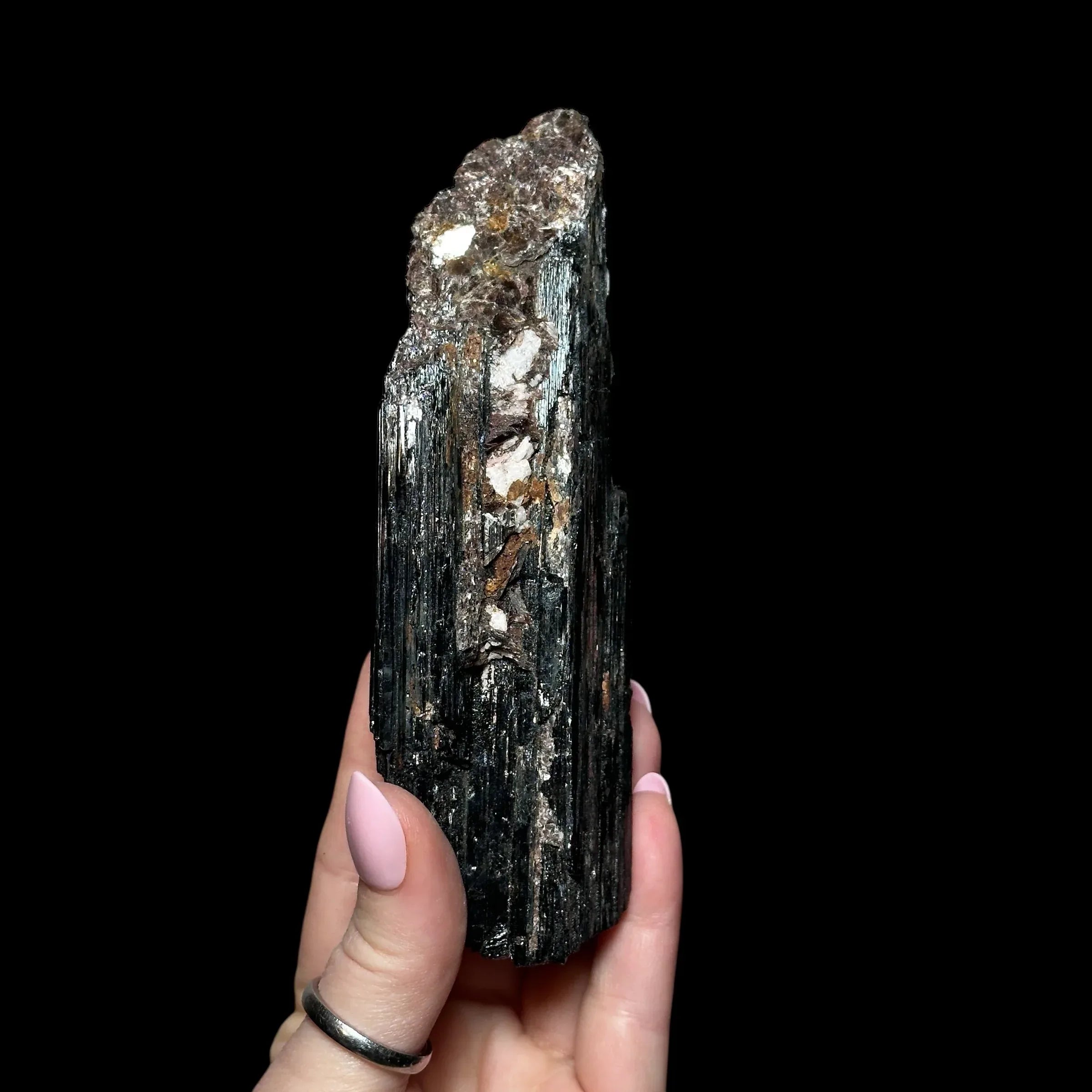 Black Tourmaline with Mica - Mooncat Crystals