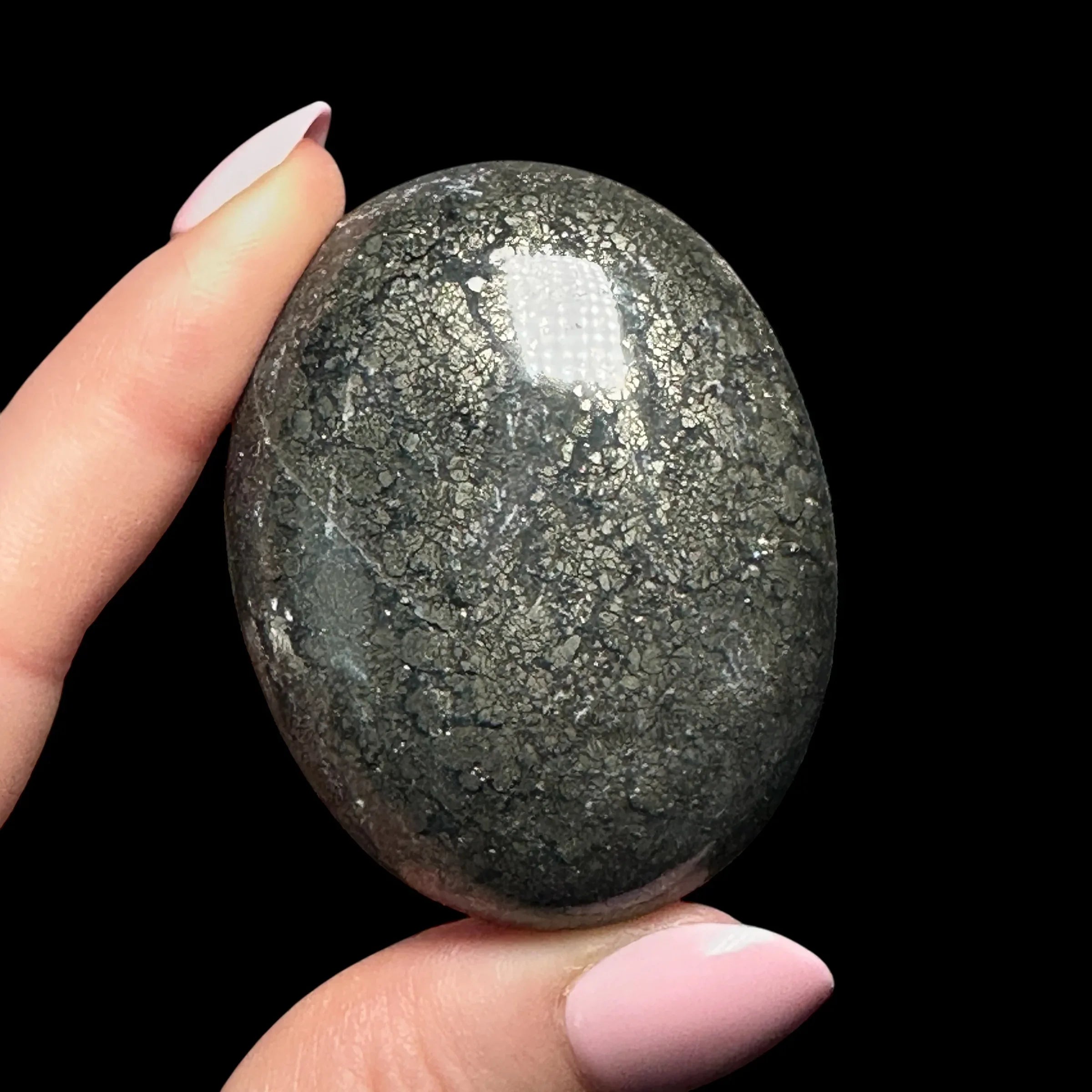 Pyrite Flower Agate Palm Stone | Stock H - Mooncat Crystals