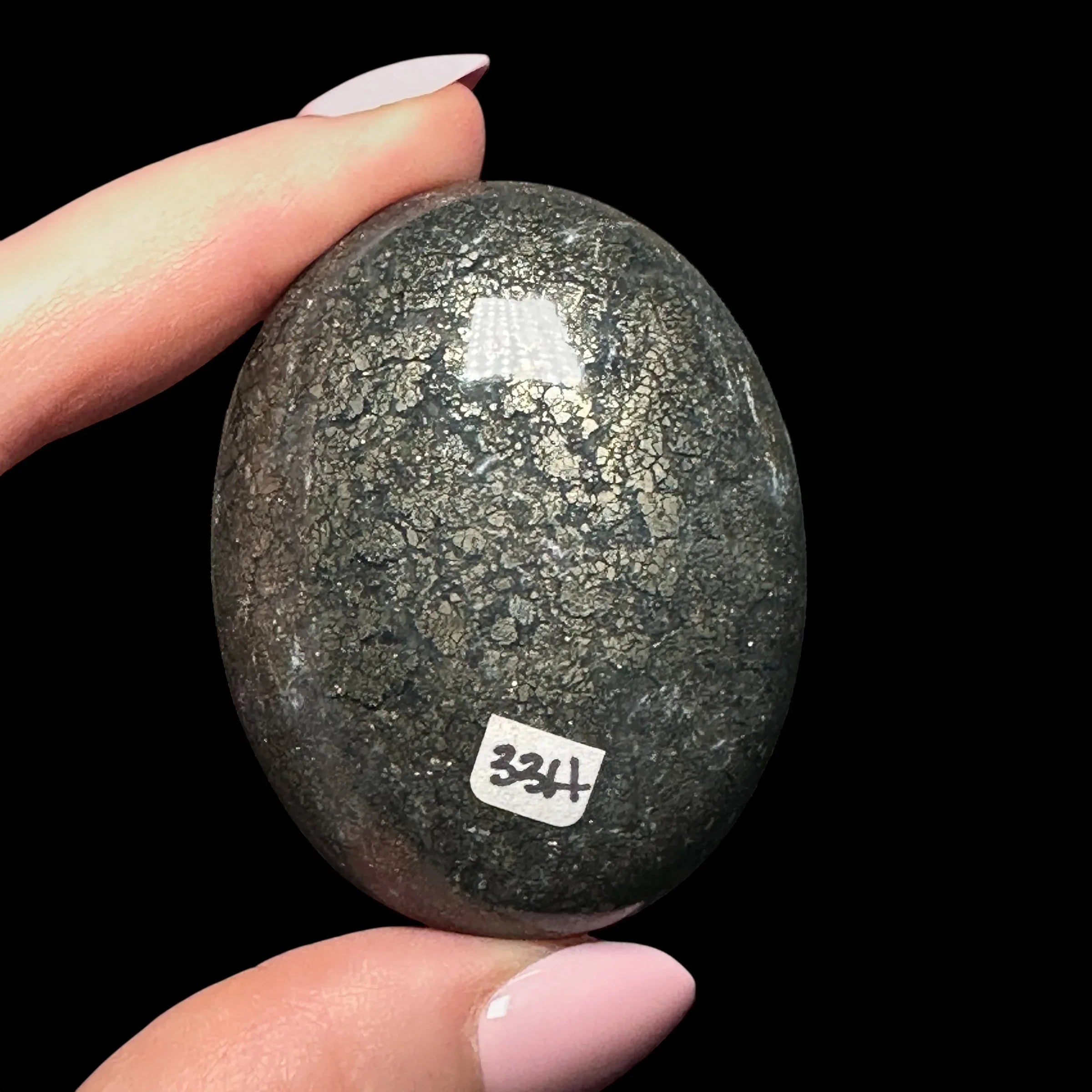 Pyrite Flower Agate Palm Stone | Stock H - Mooncat Crystals