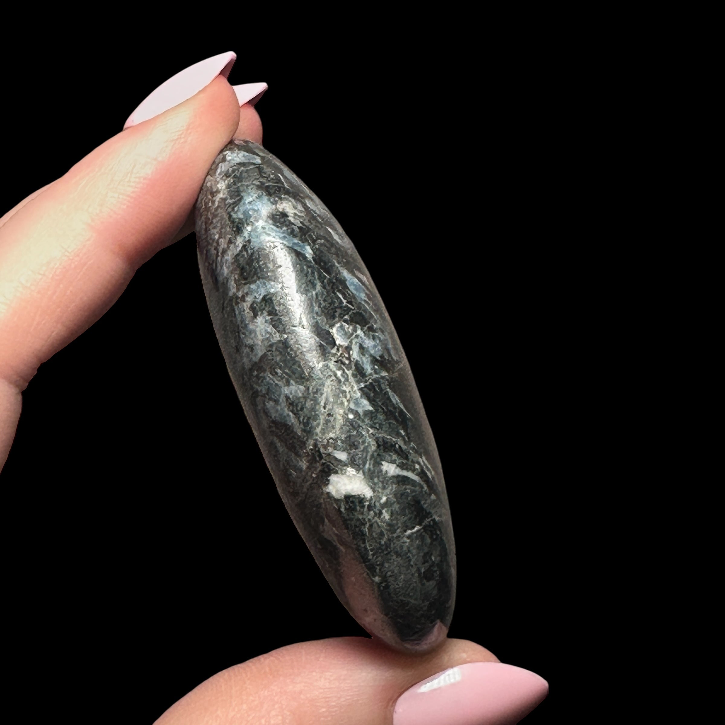 Blue and Black Kyanite Palm Stone