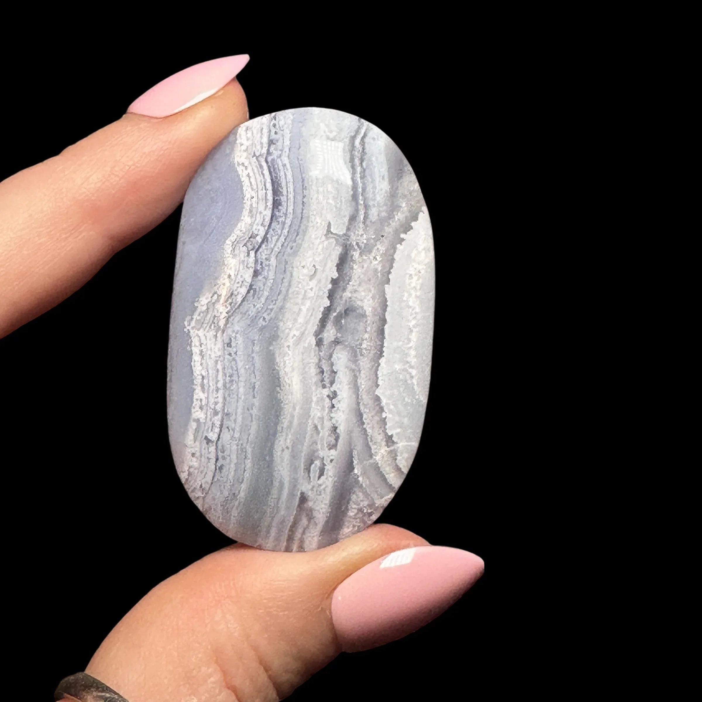 Blue Lace Agate Palm Stone - Mooncat Crystals