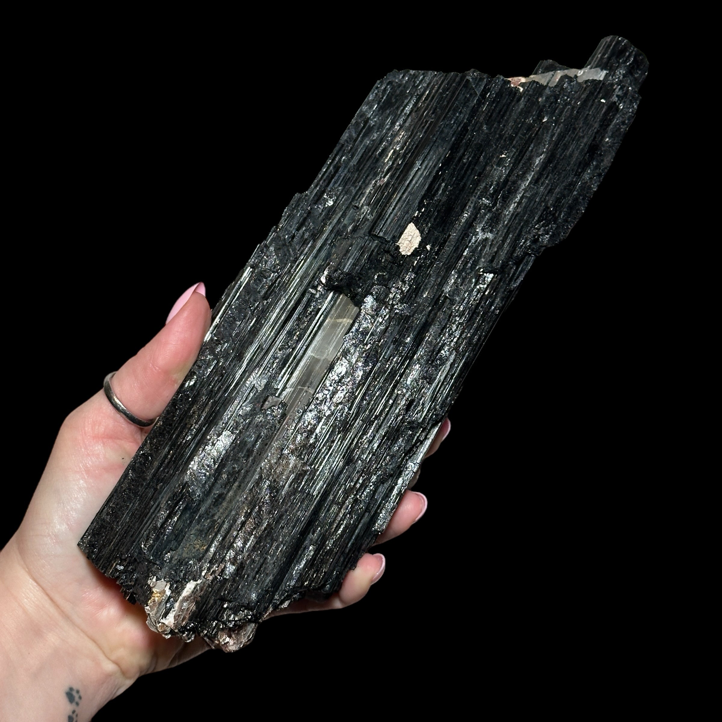 XL Black Tourmaline with Quartz Vein & Mica