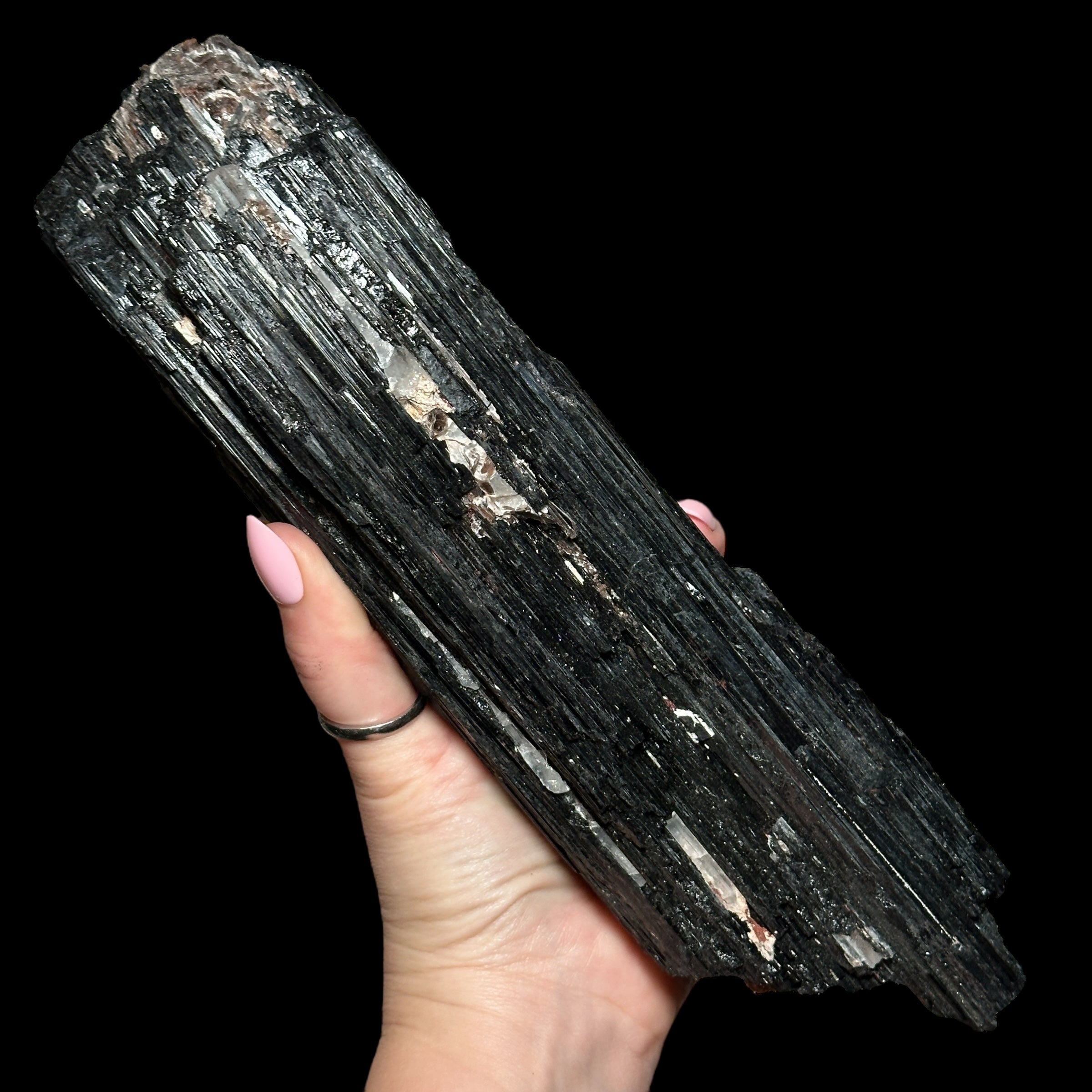 XL Black Tourmaline with Quartz Vein & Mica