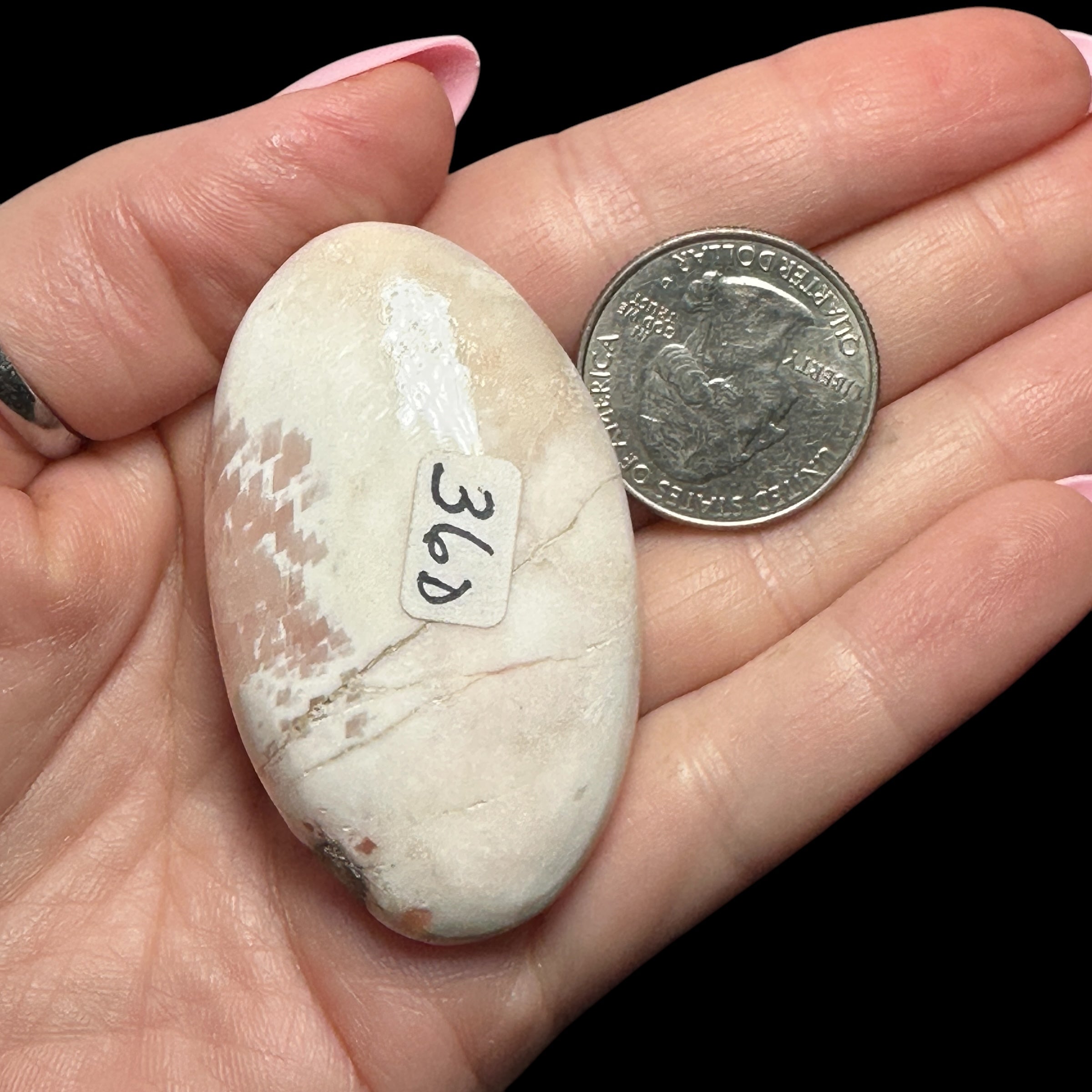 Peach Scolecite Palm Stone