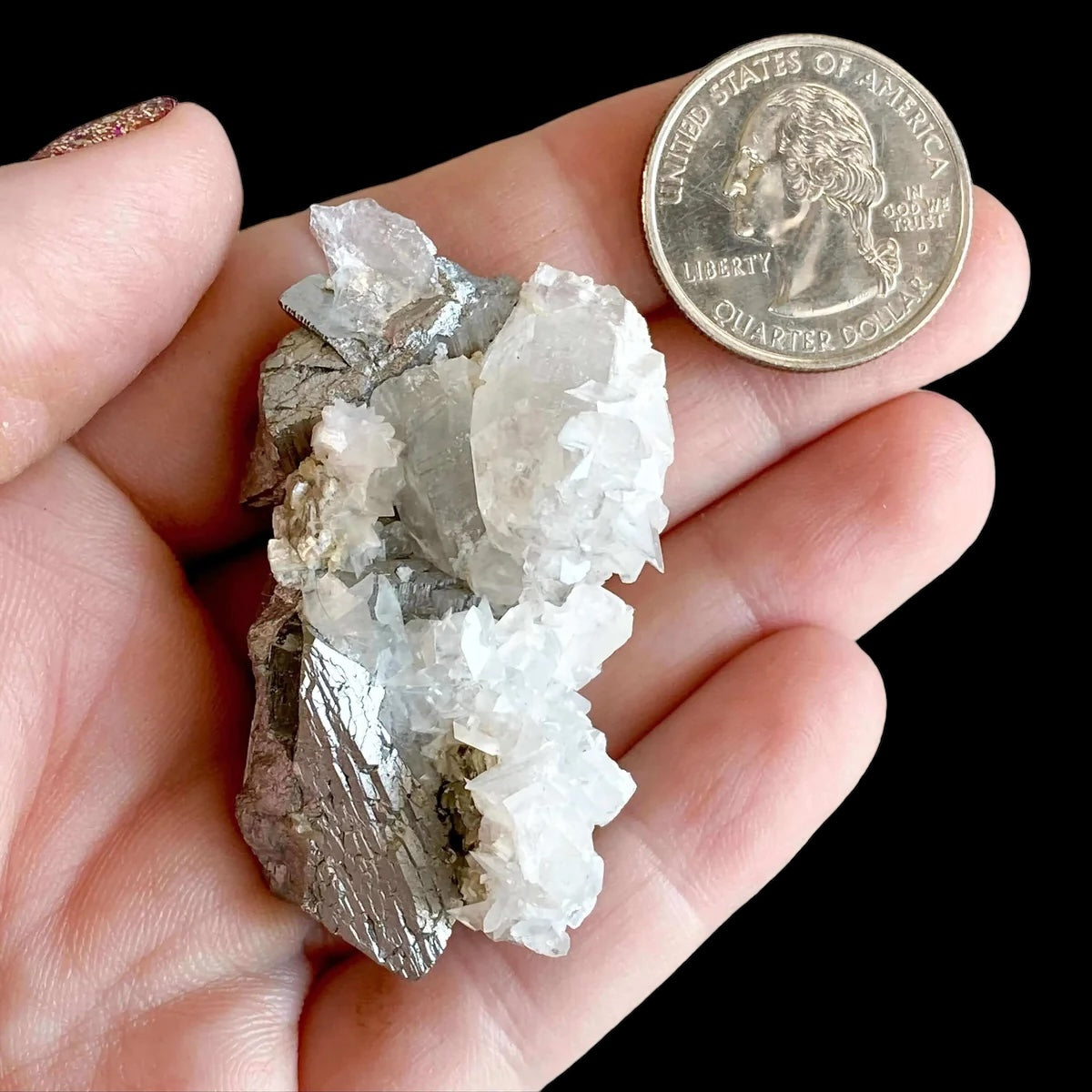 Calcite Over Silvery Mineral from Mexico | Stock A