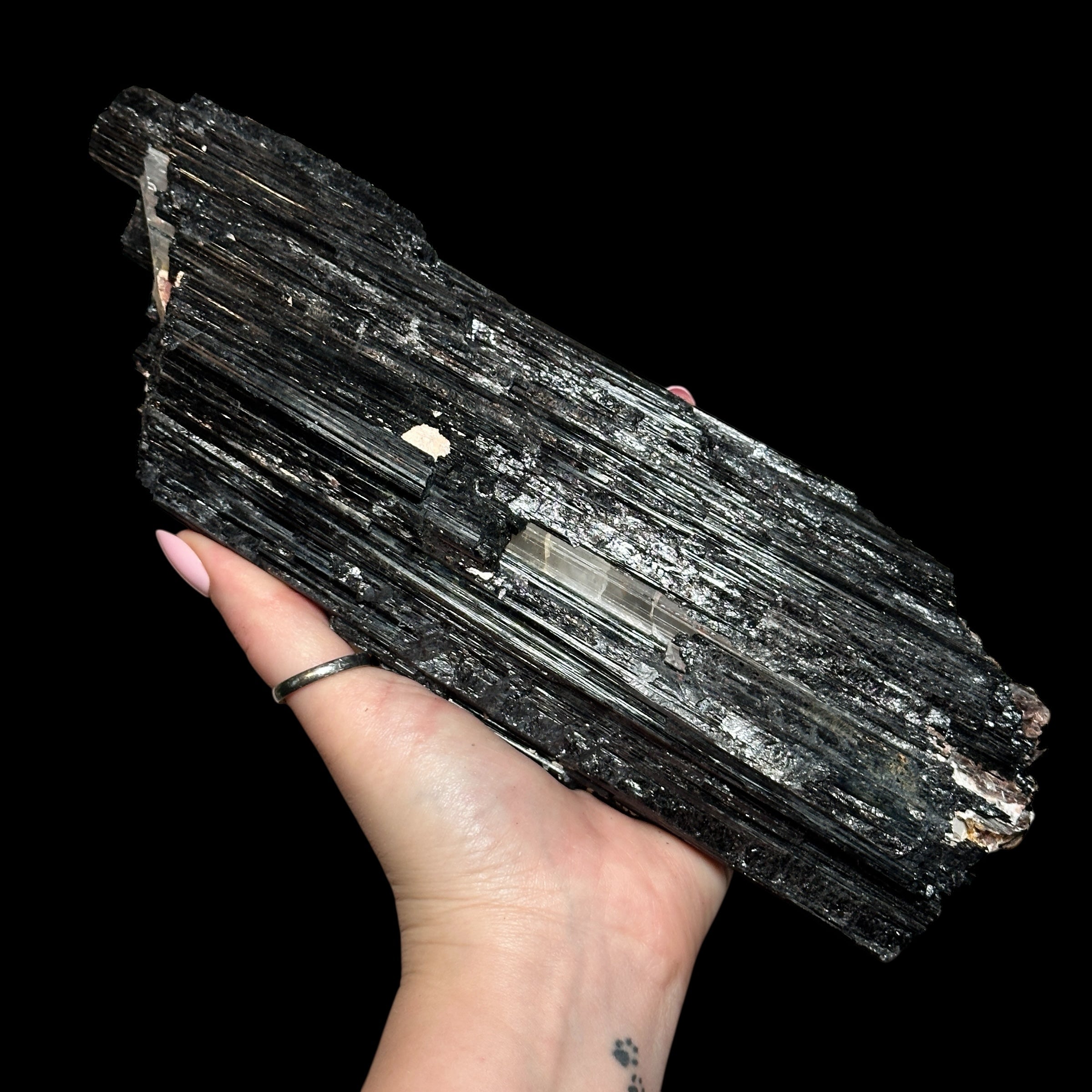 XL Black Tourmaline with Quartz Vein & Mica