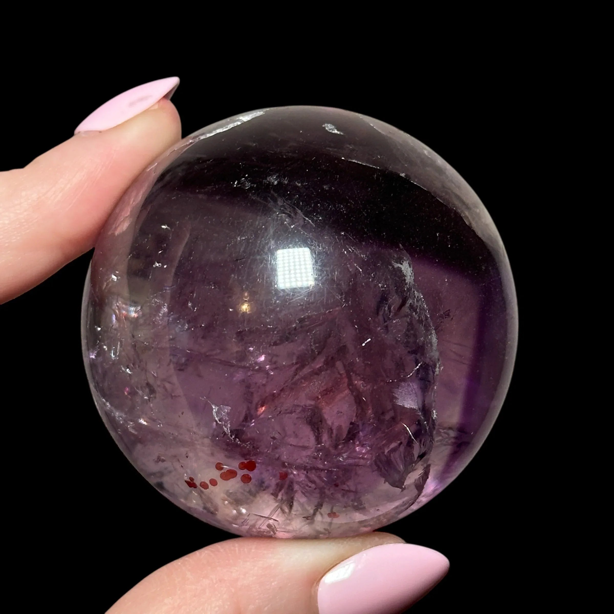 Phantom Amethyst Sphere with Lepidochrosite - Mooncat Crystals