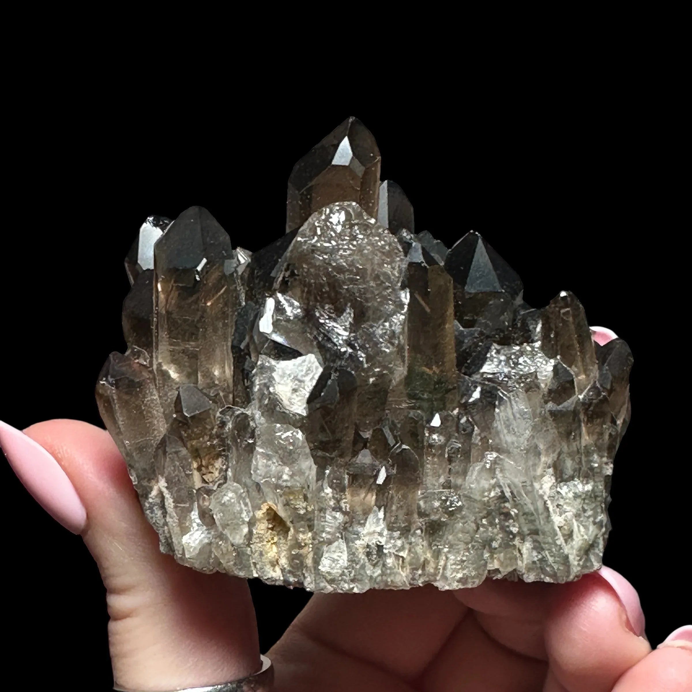 Dark Smoky Quartz Cluster - Mooncat Crystals