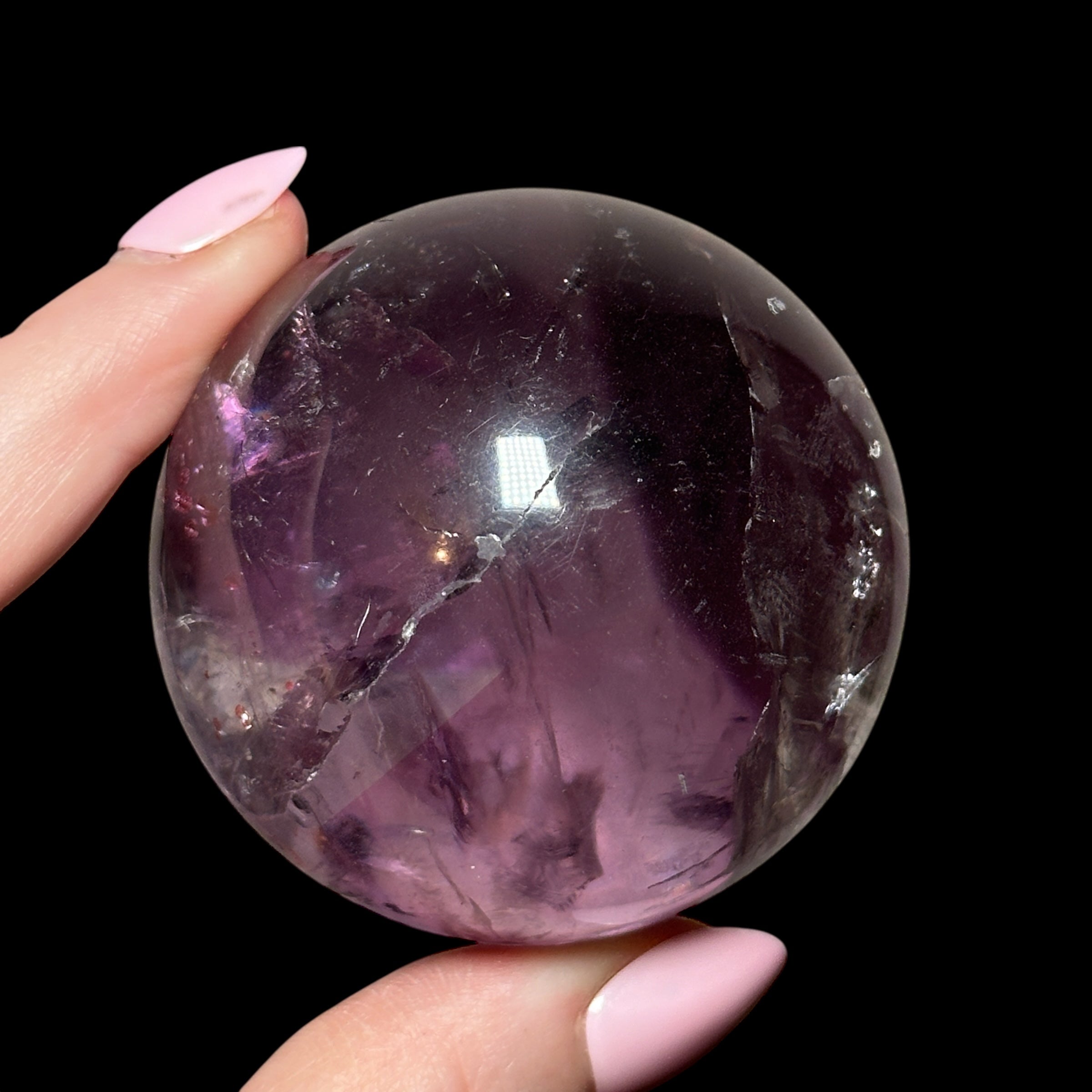 Phantom Amethyst Sphere with Lepidochrosite