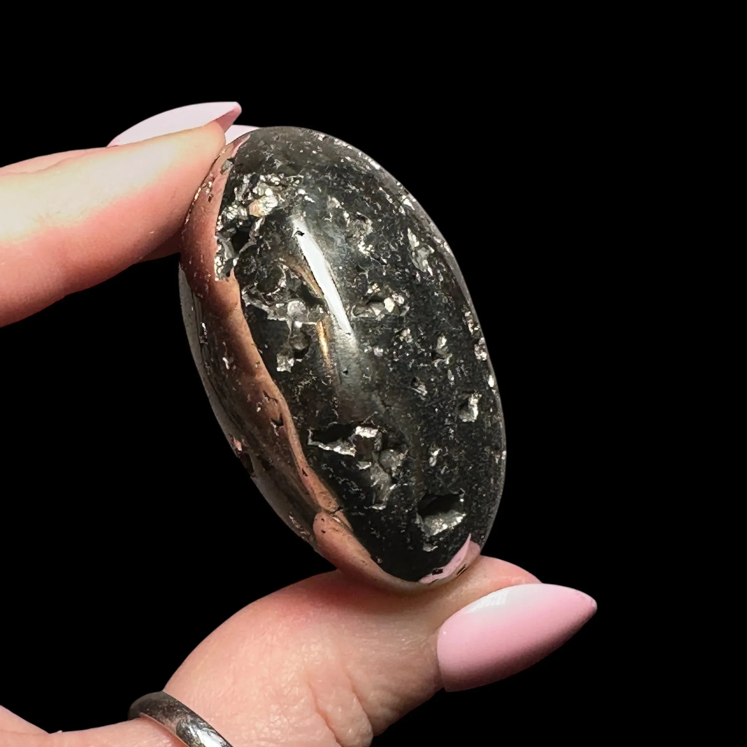 Pyrite Palm Stone | Stock A - Mooncat Crystals