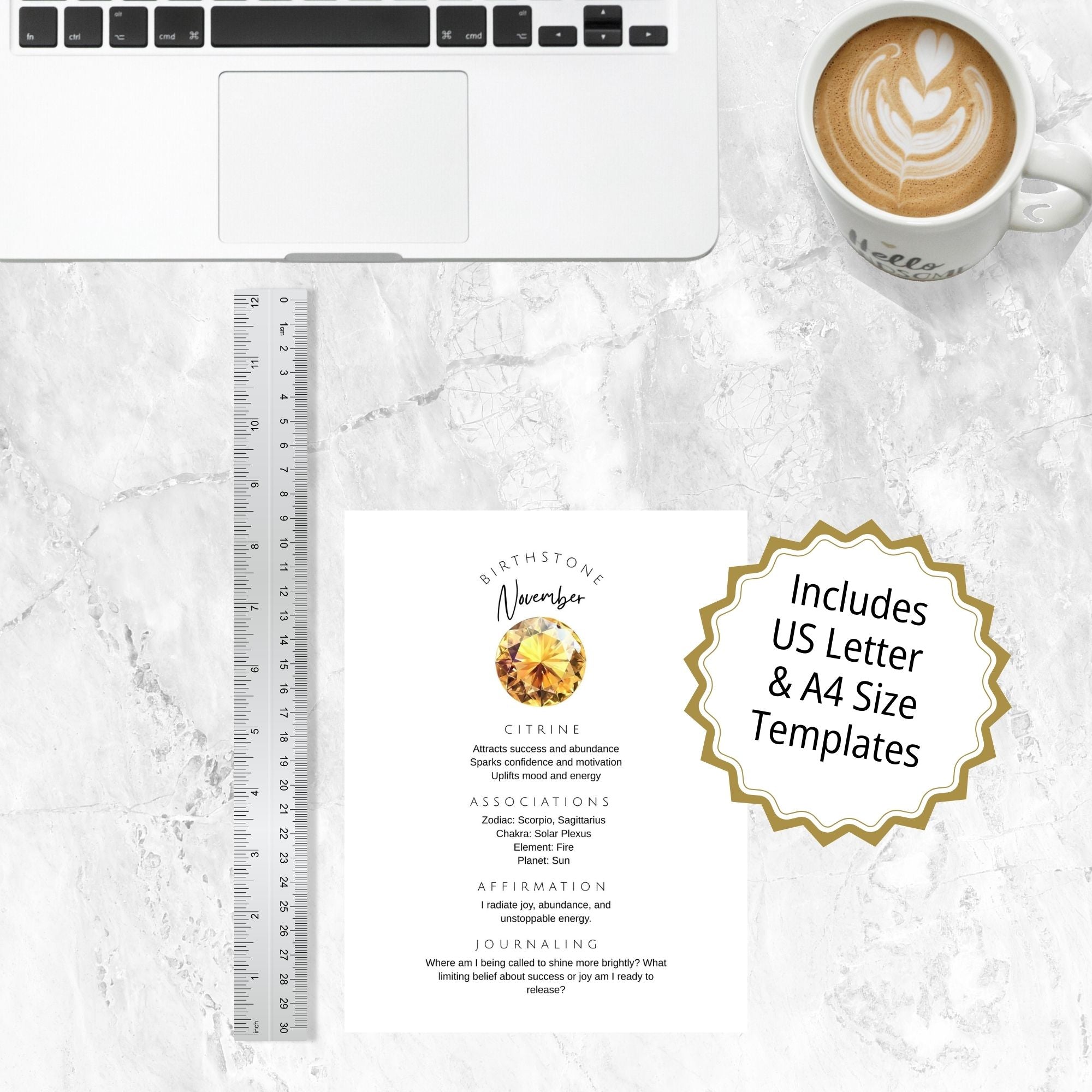 Birthstone Printable Grimoire Pages | Canva Template: Customize or Use As-Is