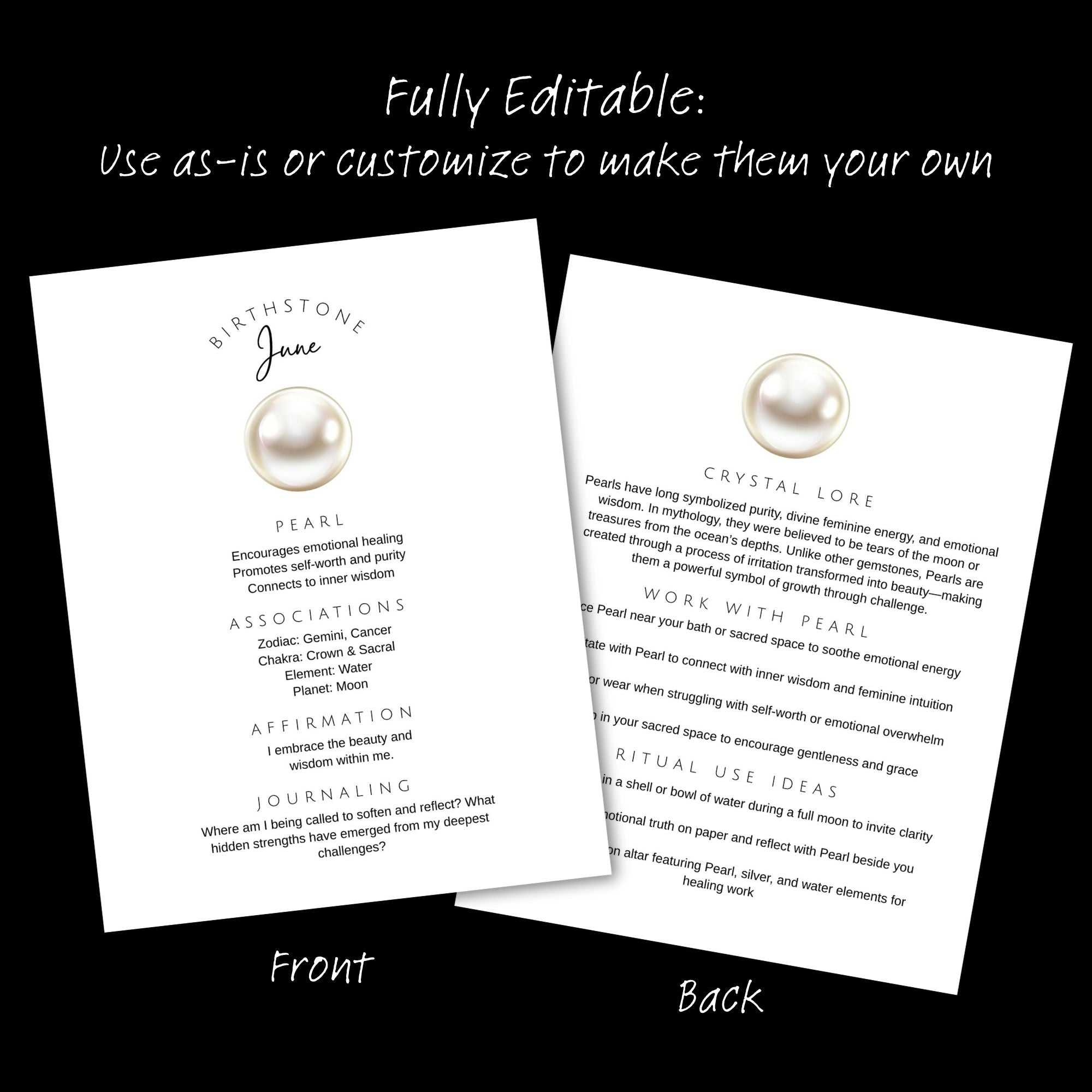 Birthstone Printable Grimoire Pages | Canva Template: Customize or Use As-Is