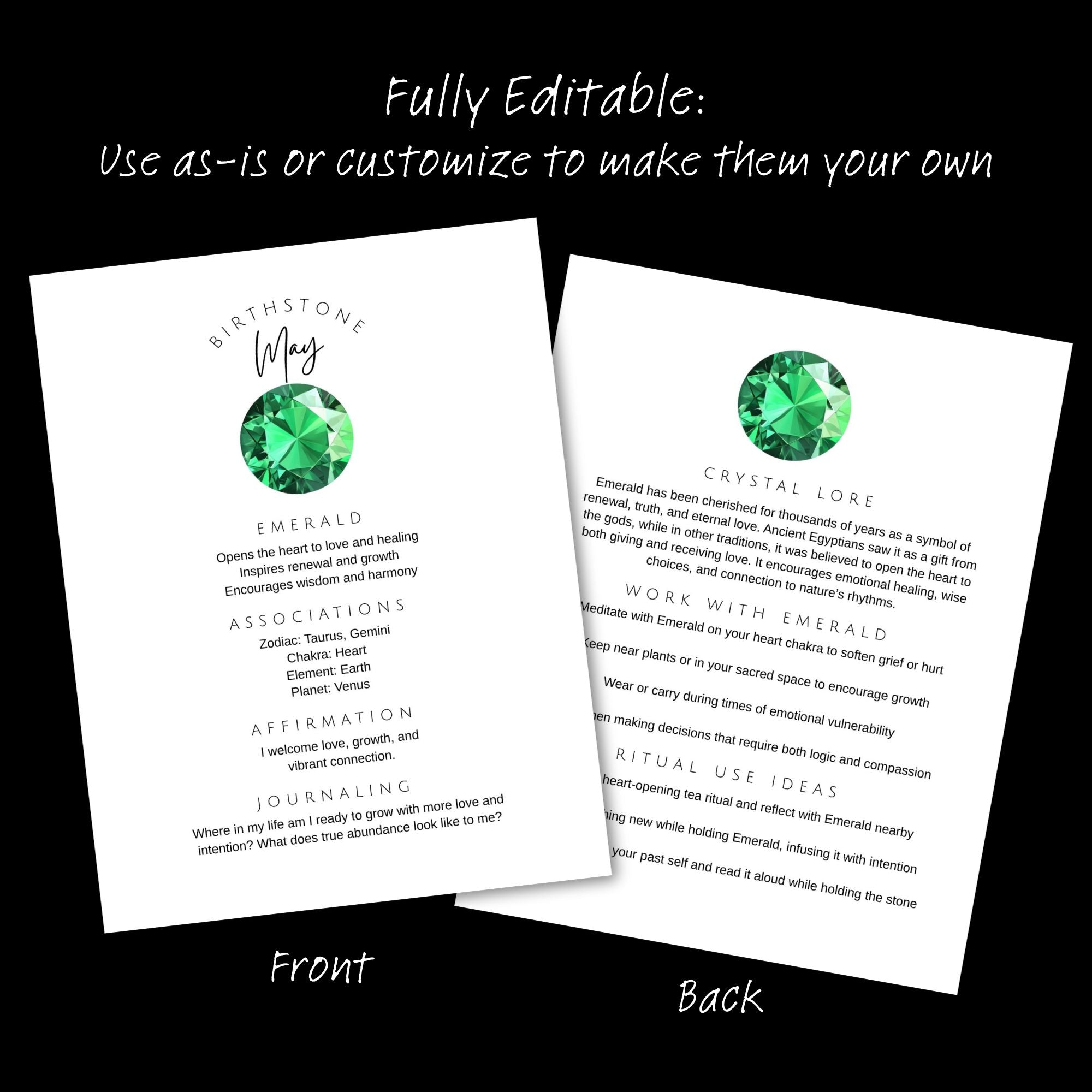 Birthstone Printable Grimoire Pages | Canva Template: Customize or Use As-Is