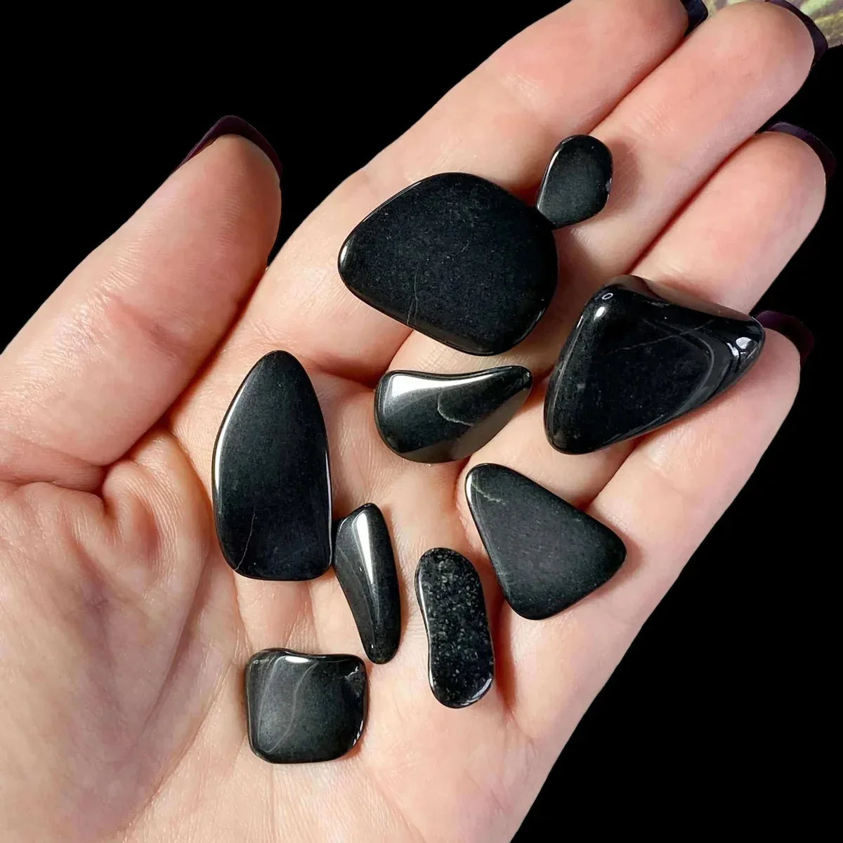 Black Jade Tumbles - Mooncat Crystals