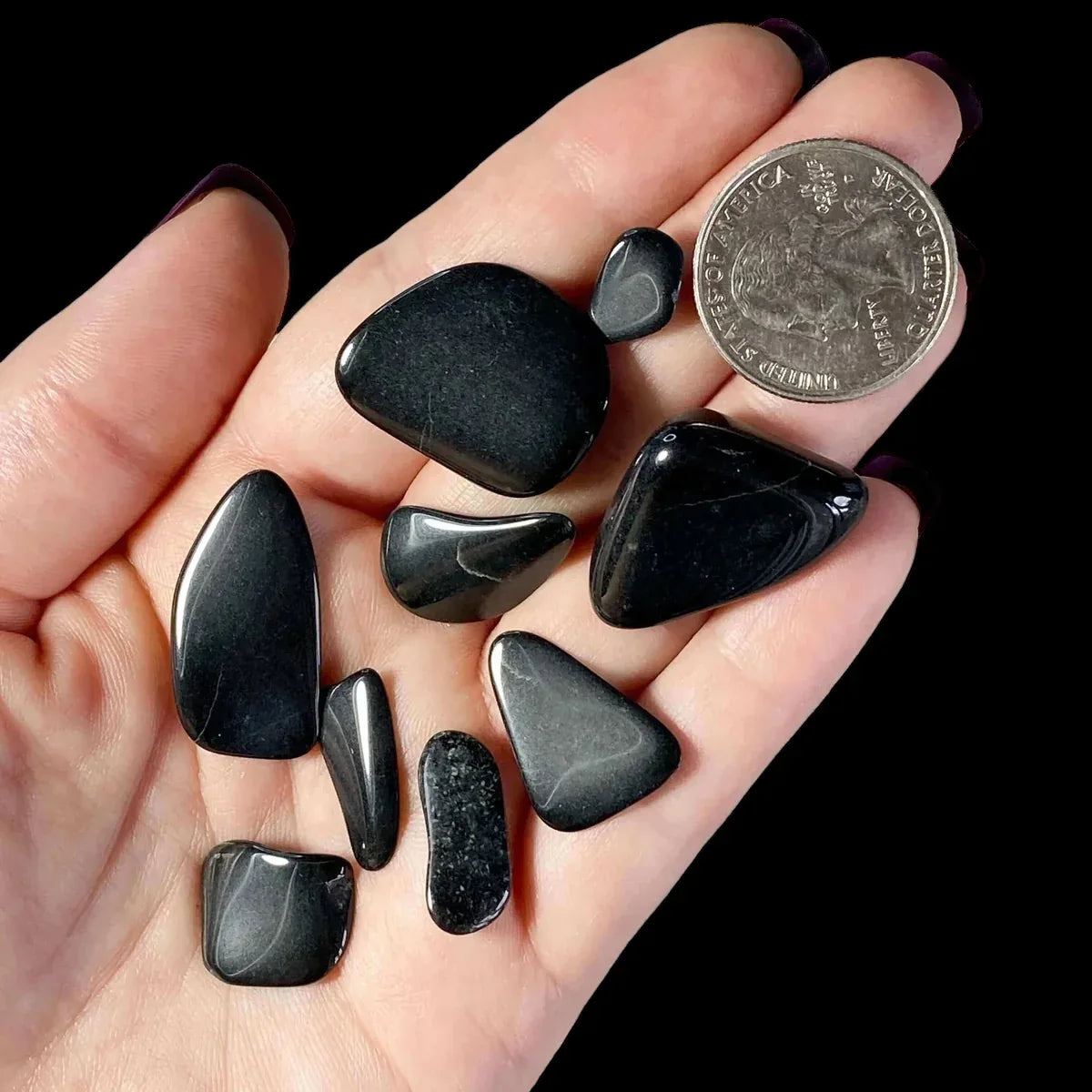 Black Jade Tumbles - Mooncat Crystals