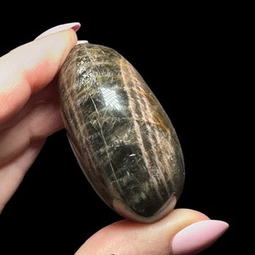 Black Moonstone Palm Stone | Stock A - Mooncat Crystals