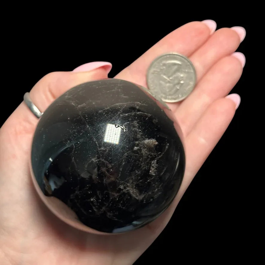 Black Rose Quartz Sphere - Heat Treated - Mooncat Crystals