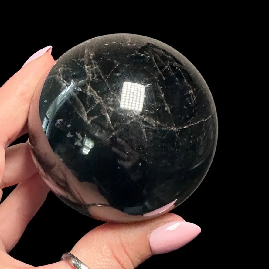 Black Rose Quartz Sphere - Heat Treated - Mooncat Crystals