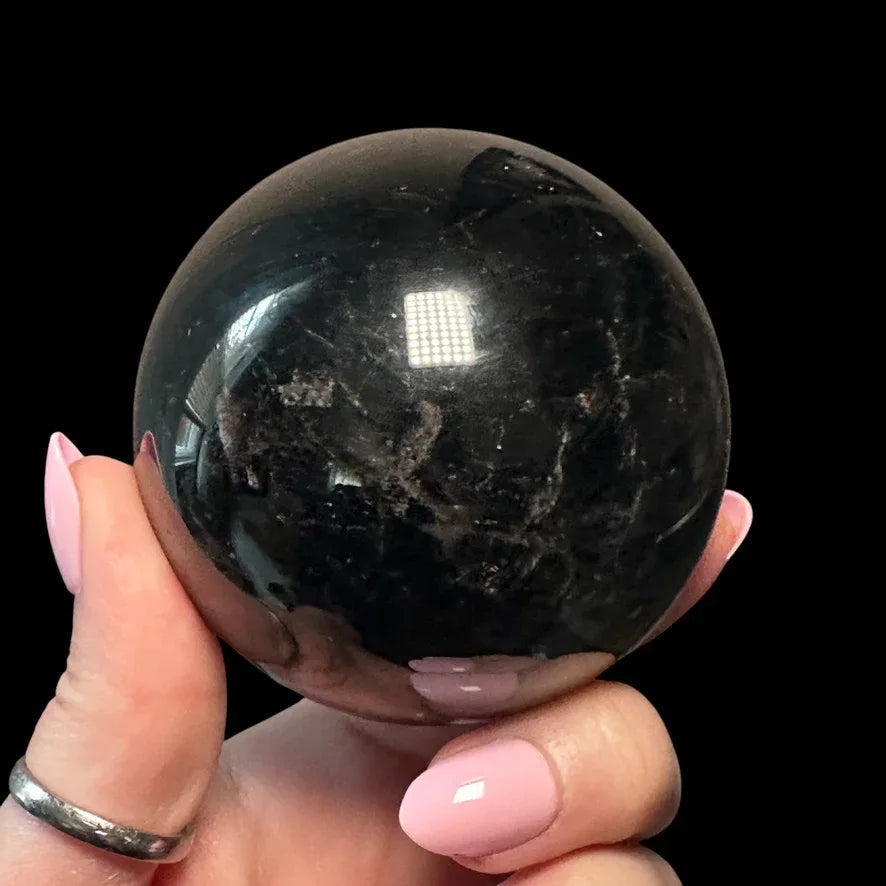 Black Rose Quartz Sphere - Heat Treated - Mooncat Crystals