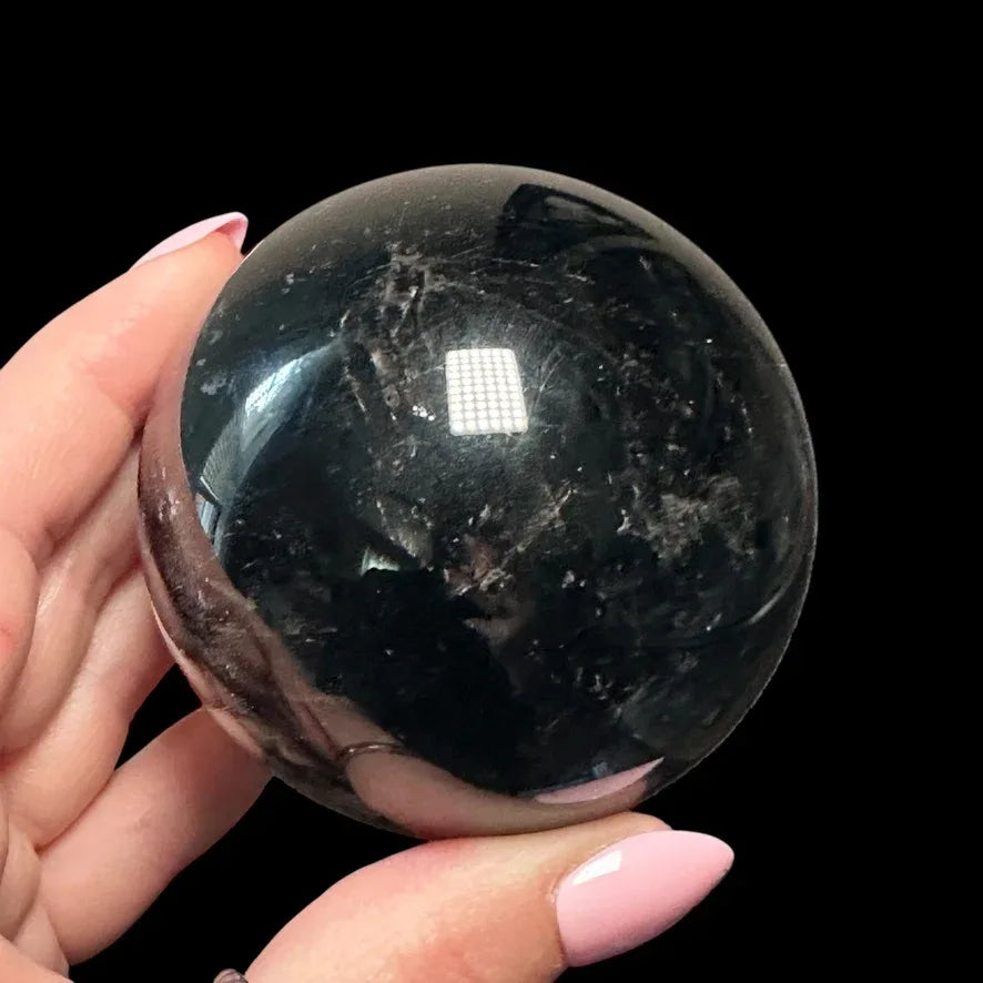 Black Rose Quartz Sphere - Heat Treated - Mooncat Crystals