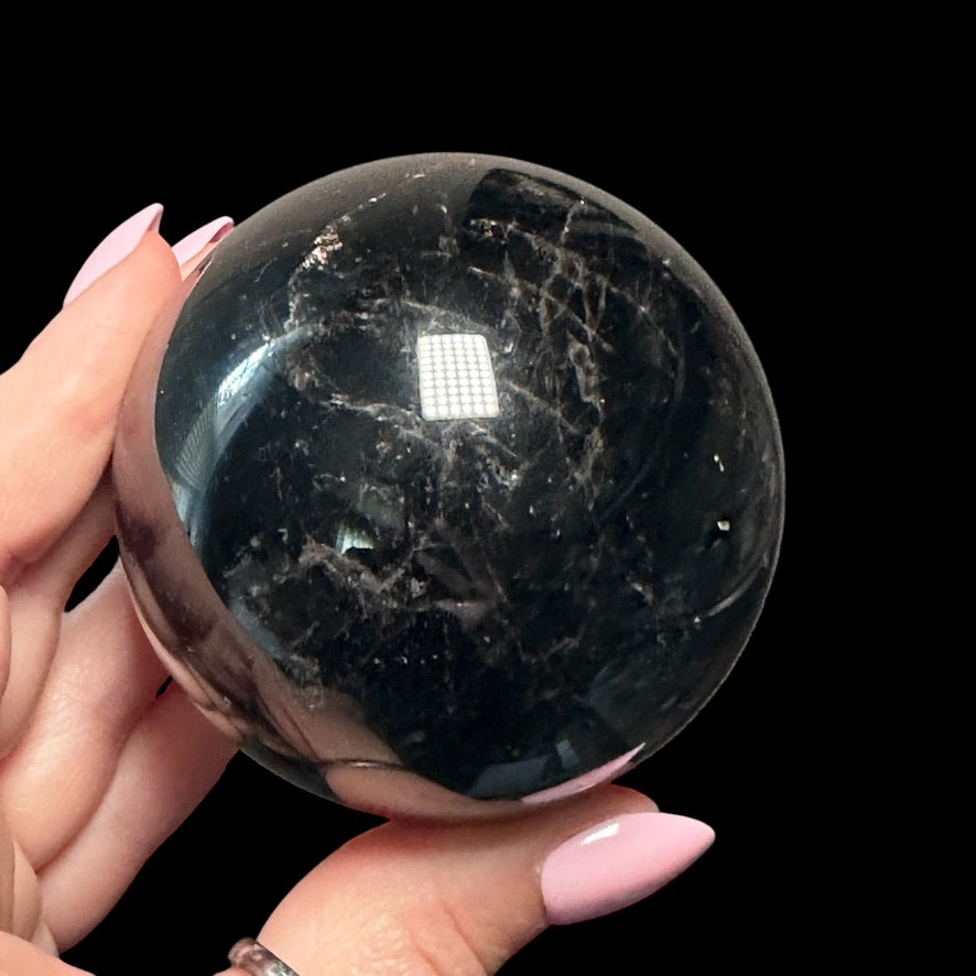 Black Rose Quartz Sphere - Heat Treated - Mooncat Crystals