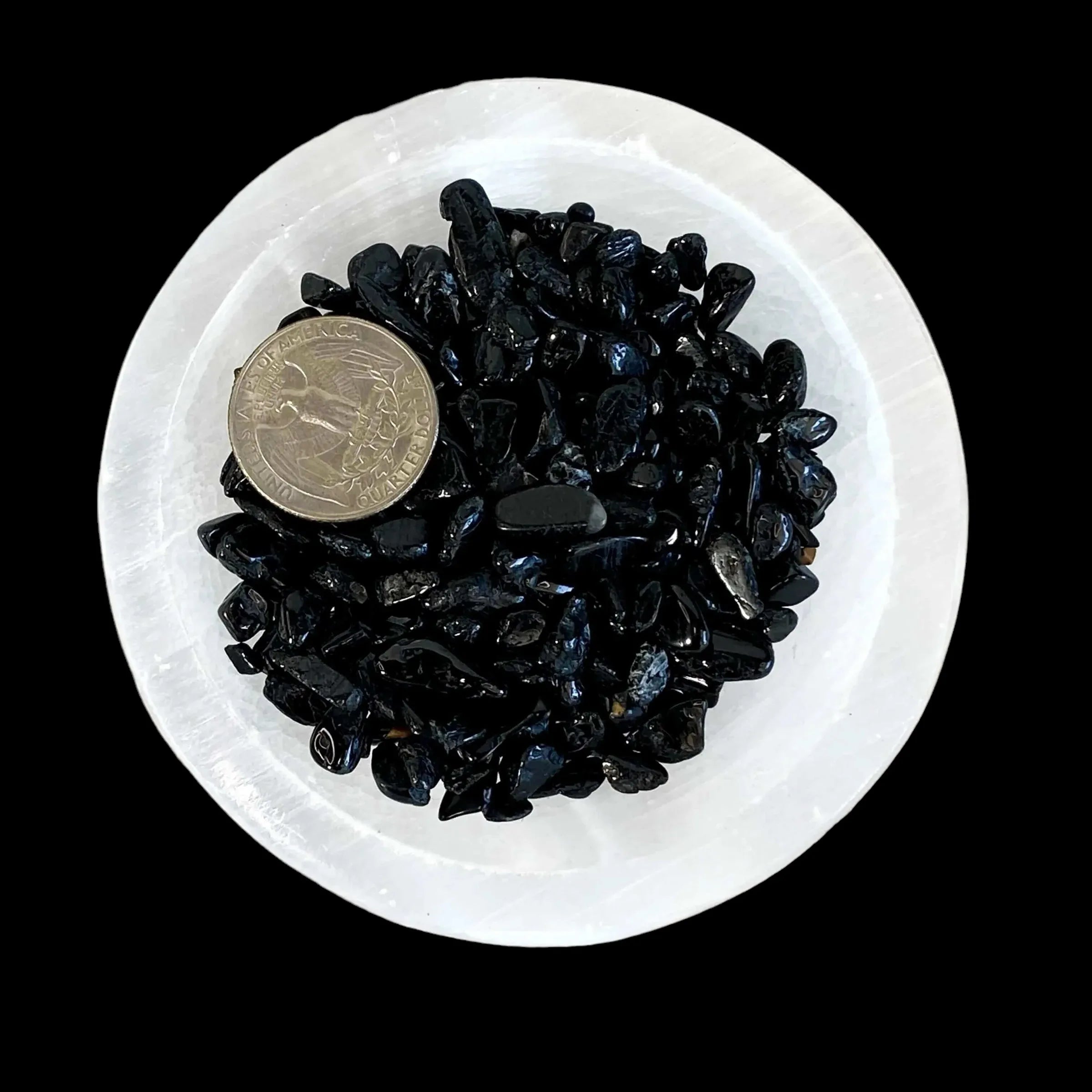 Black Tourmaline Chips (Extra Mini) - Mooncat Crystals