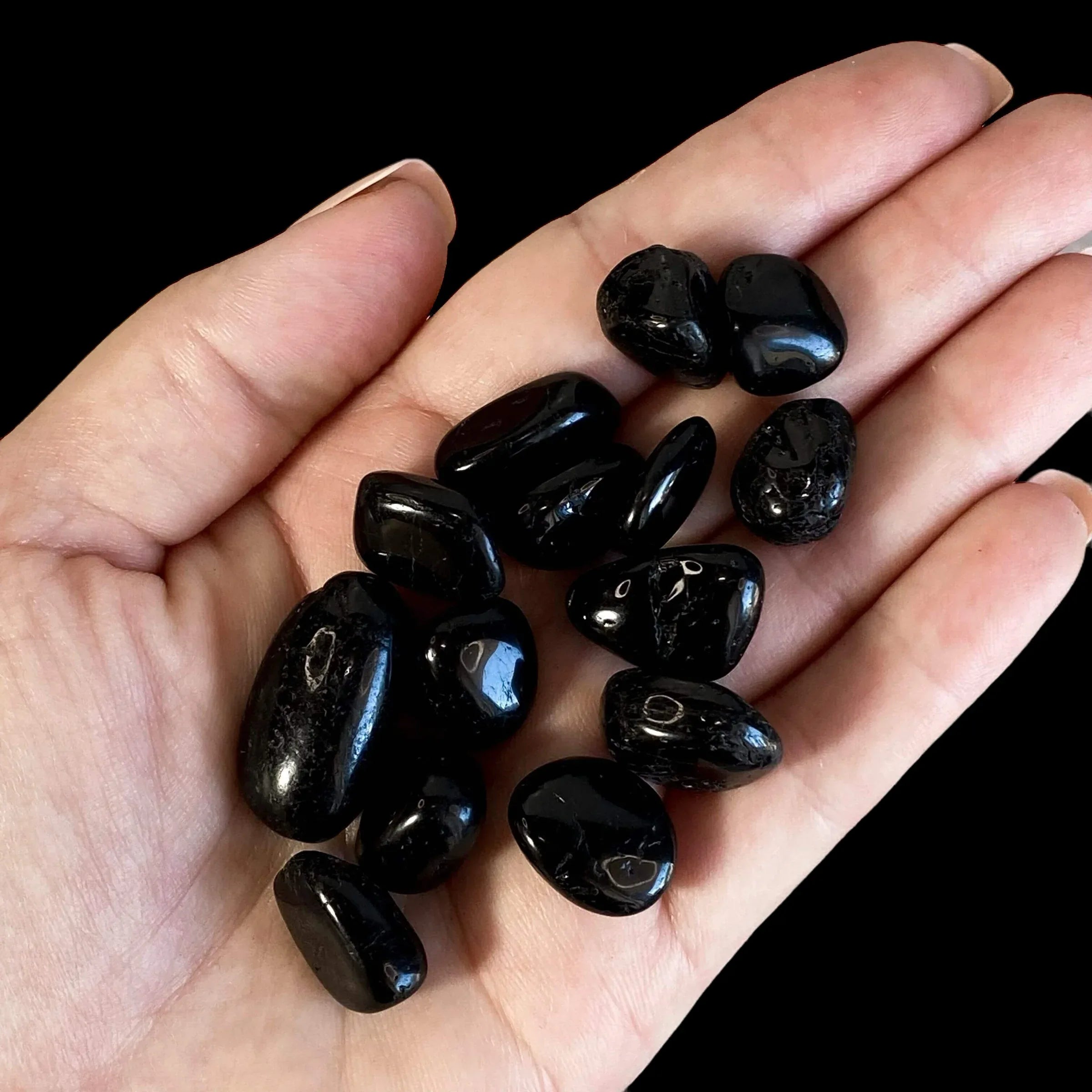 Black Tourmaline Tumbles - Mooncat Crystals