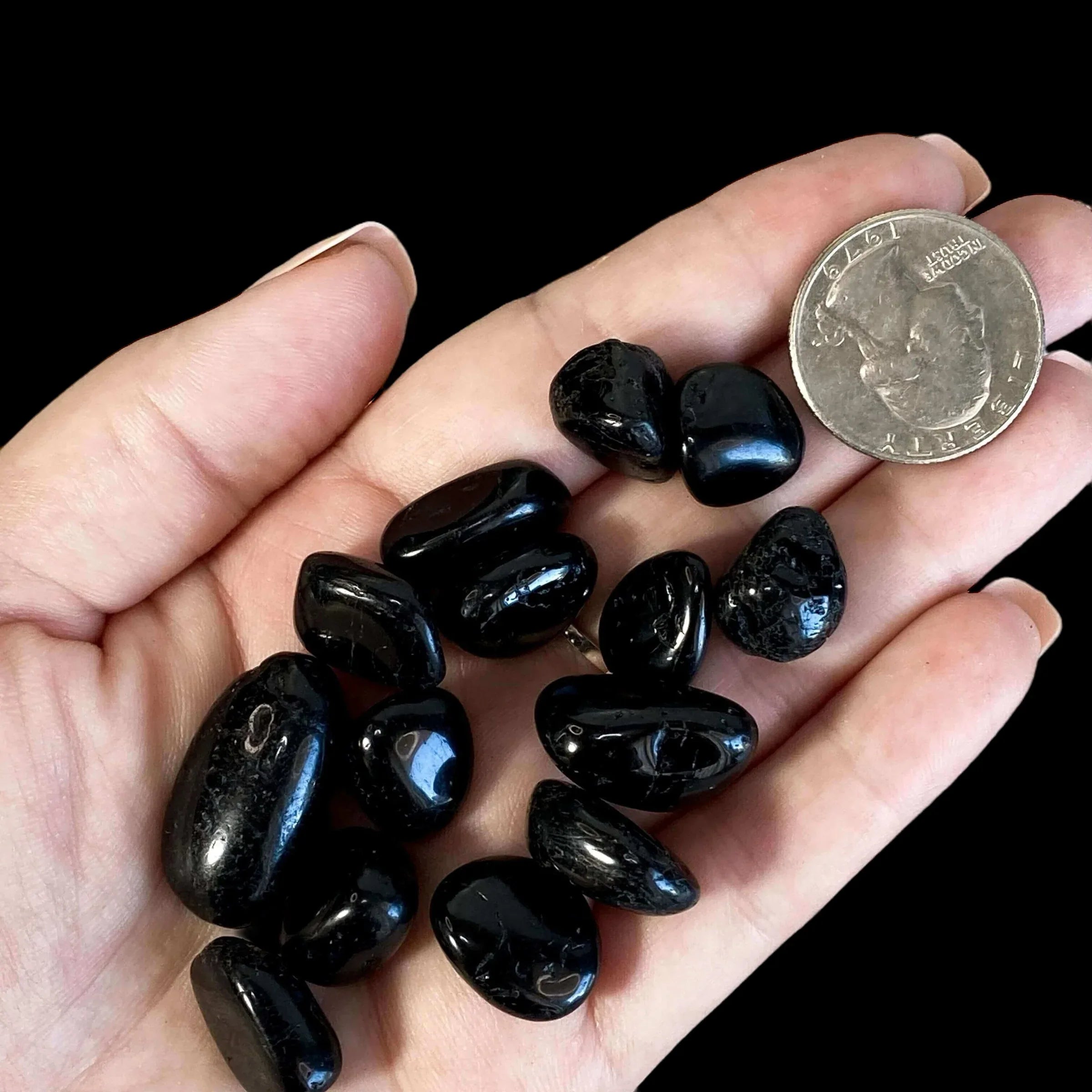 Black Tourmaline Tumbles - Mooncat Crystals