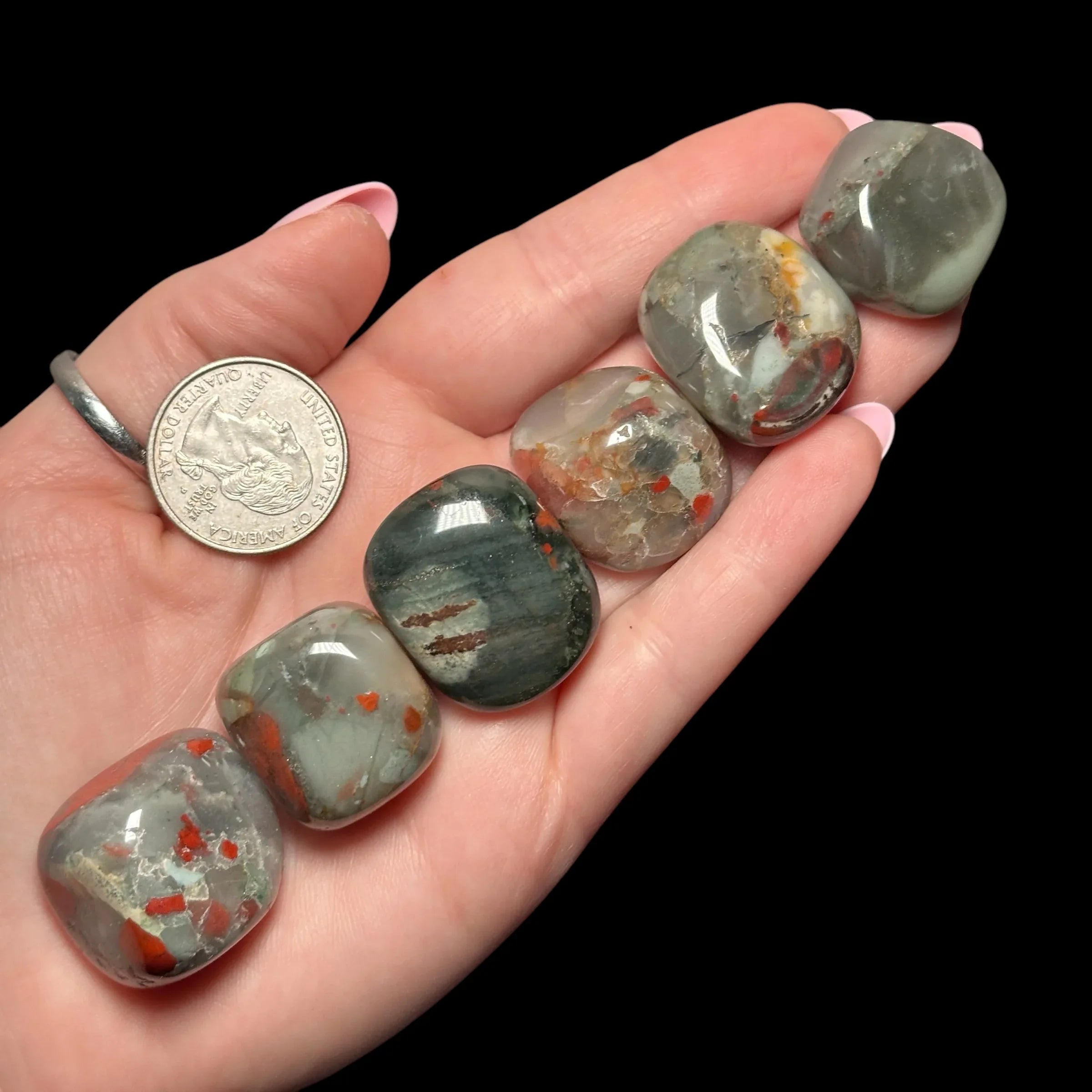 Bloodstone Tumbles | Set of 2 - Mooncat Crystals