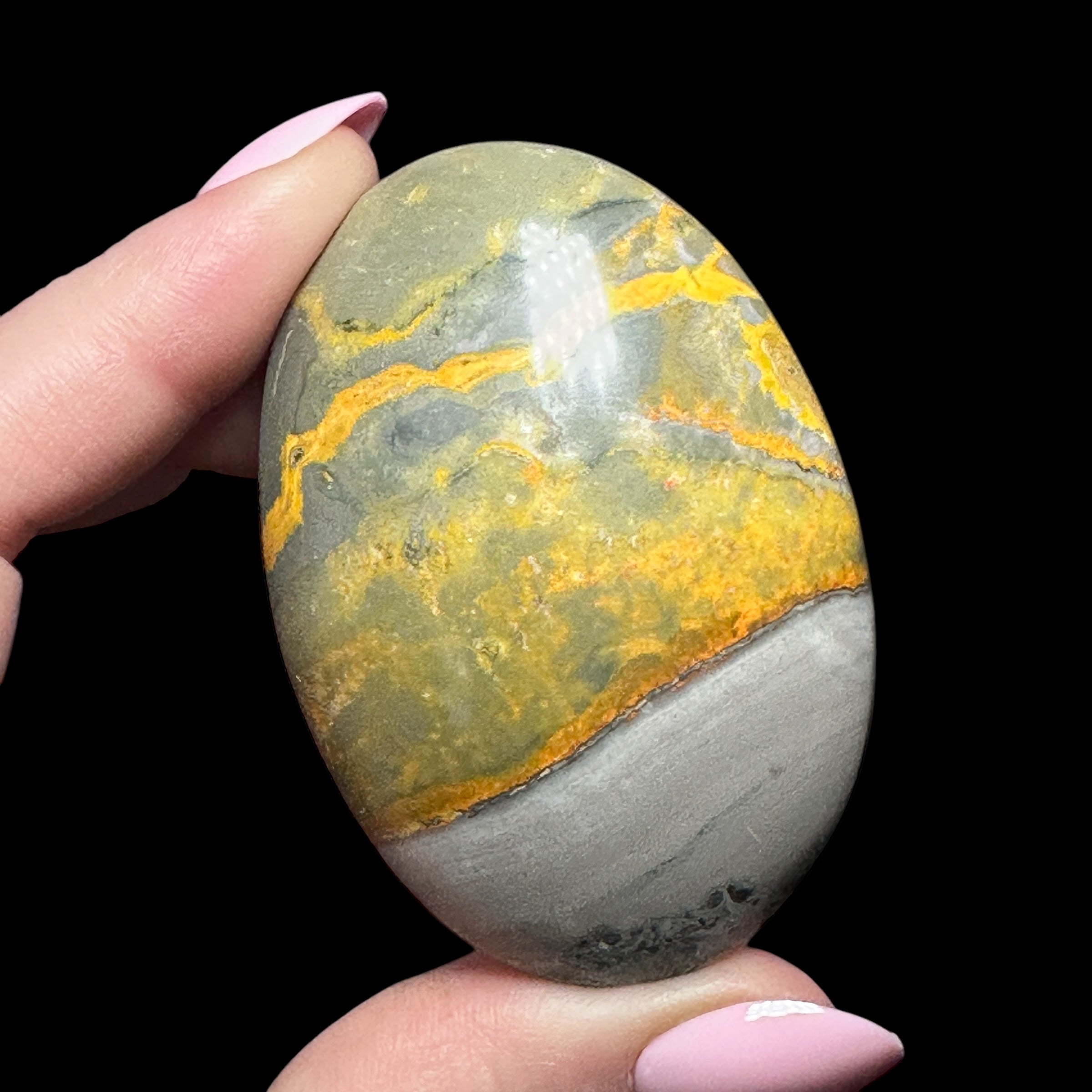 Bumblebee Jasper Palm Stone - Mooncat Crystals