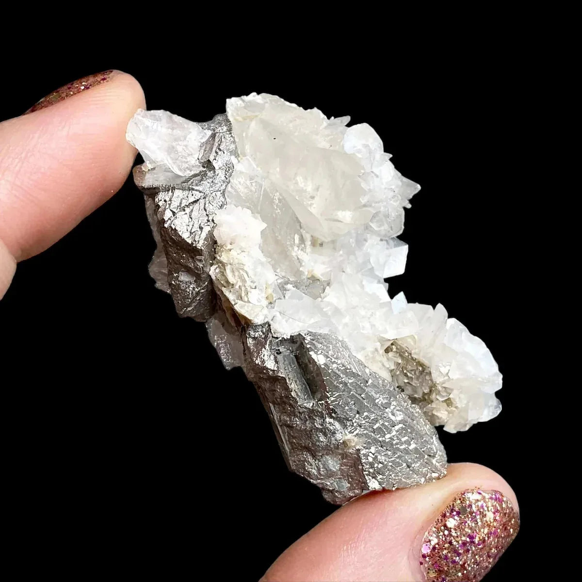 Calcite Over Silvery Mineral from Mexico | Stock A - Mooncat Crystals