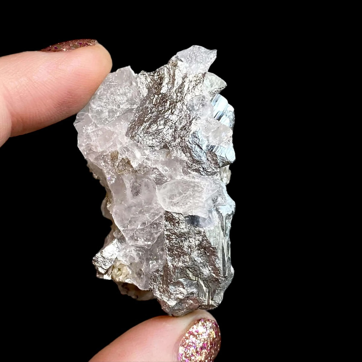 Calcite Over Silvery Mineral from Mexico | Stock A - Mooncat Crystals