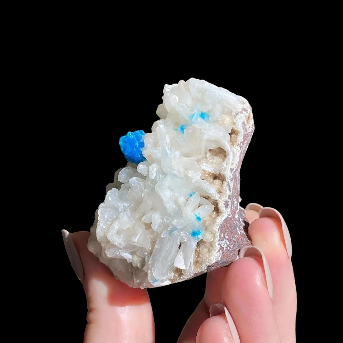Cavansite and Stilbite - Mooncat Crystals