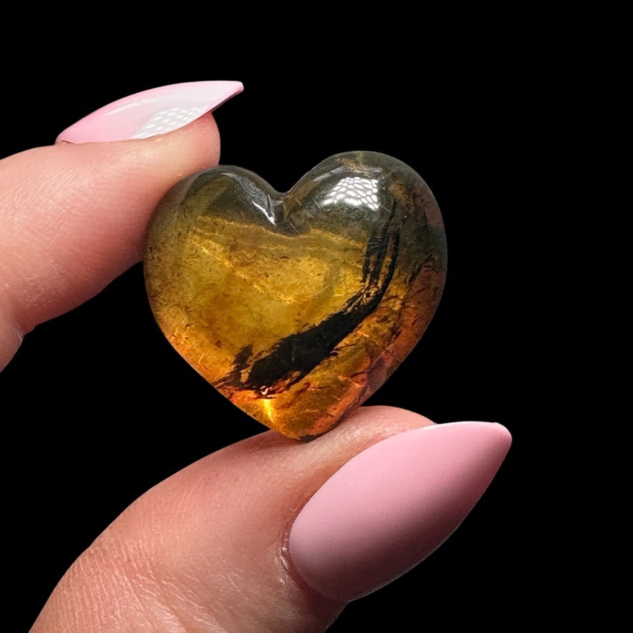 Chiapas Amber Heart - Mooncat Crystals