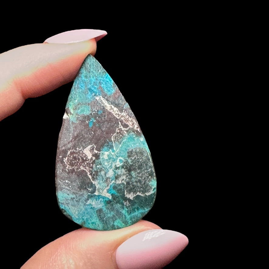 Chrysocolla, Malachite, and Tenorite Cabochon - Mooncat Crystals