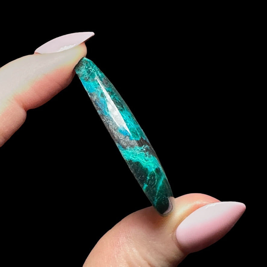 Chrysocolla, Malachite, and Tenorite Cabochon - Mooncat Crystals