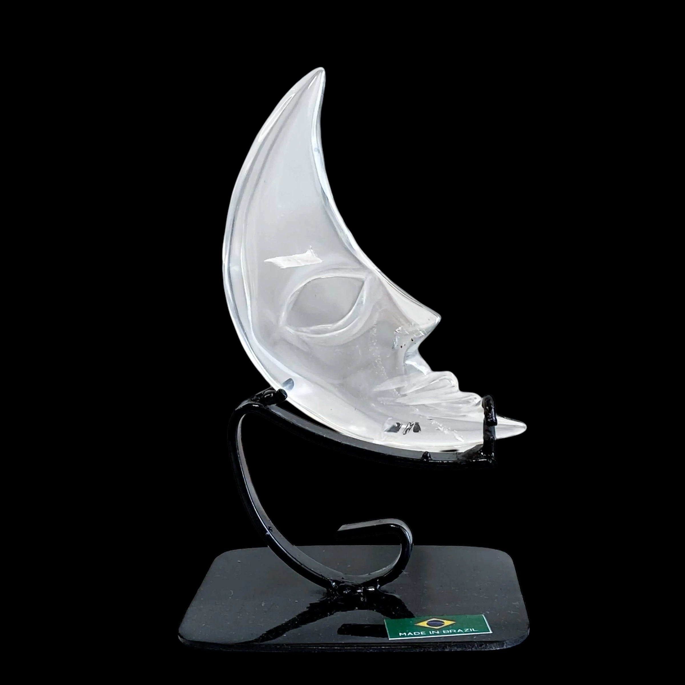 Clear Quartz Moon with Stand (~4") | Stock B - Mooncat Crystals
