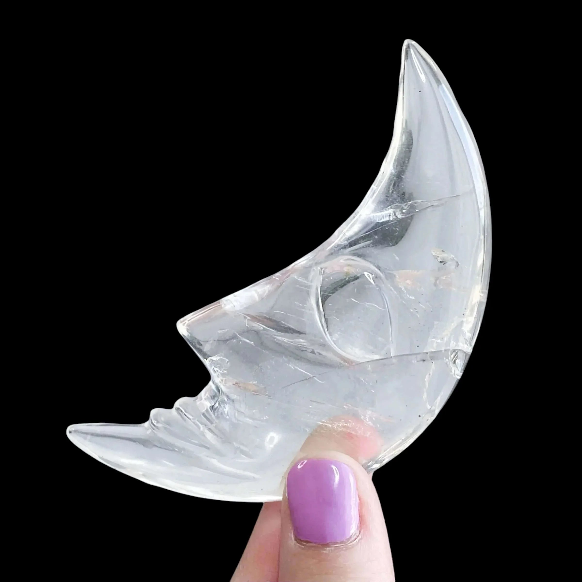 Clear Quartz Moon with Stand (~4") | Stock C - Mooncat Crystals