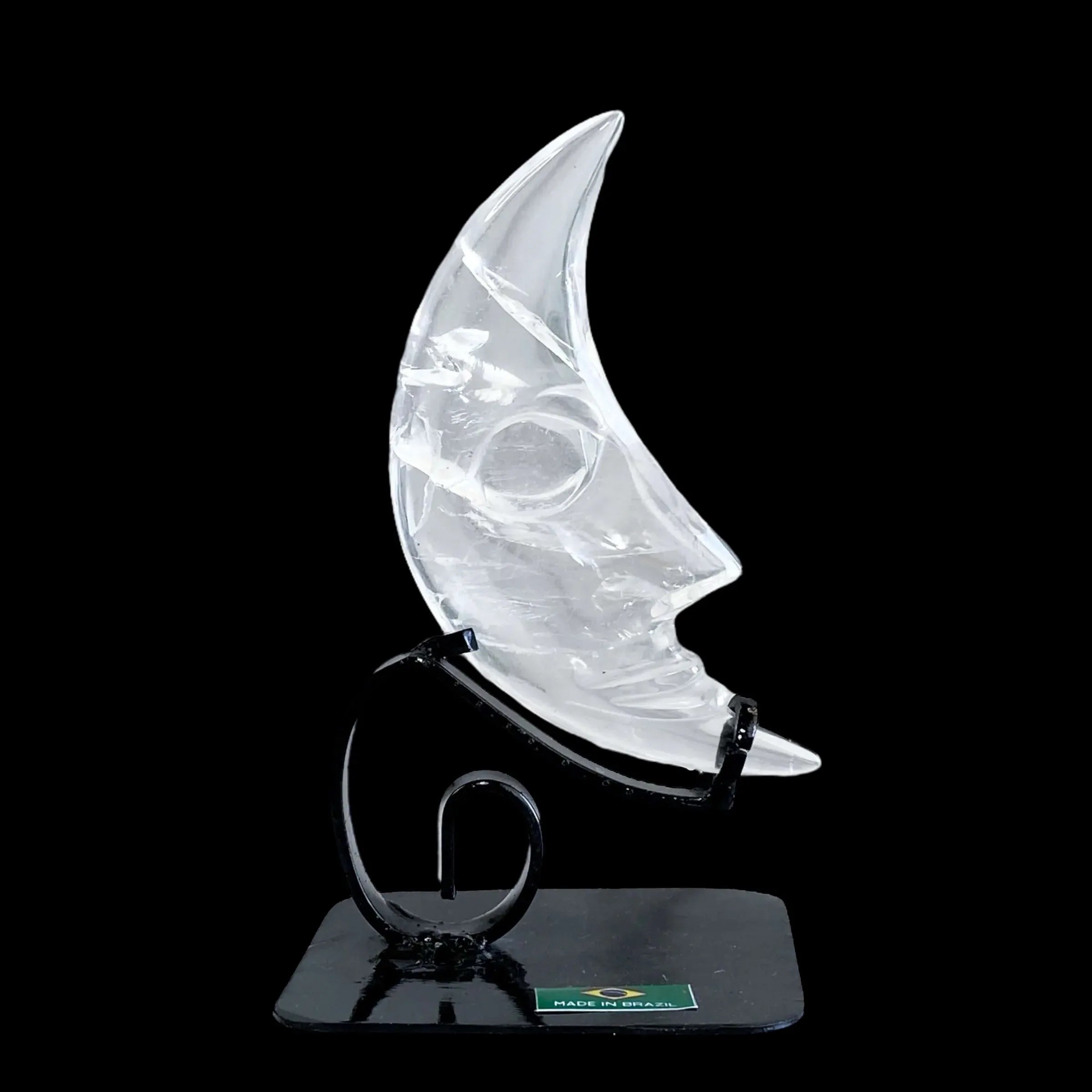 Clear Quartz Moon with Stand (~4") | Stock C - Mooncat Crystals